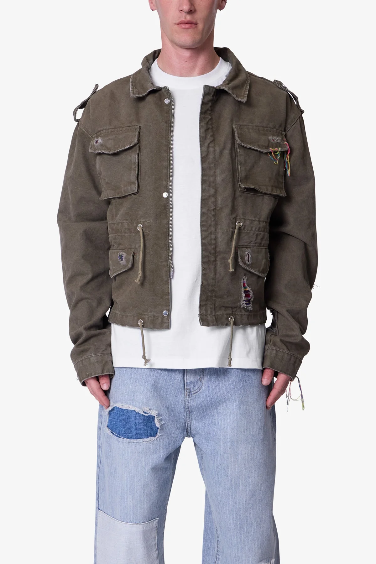 Dissolved Tribal Cargo Jacket - Washed Olive