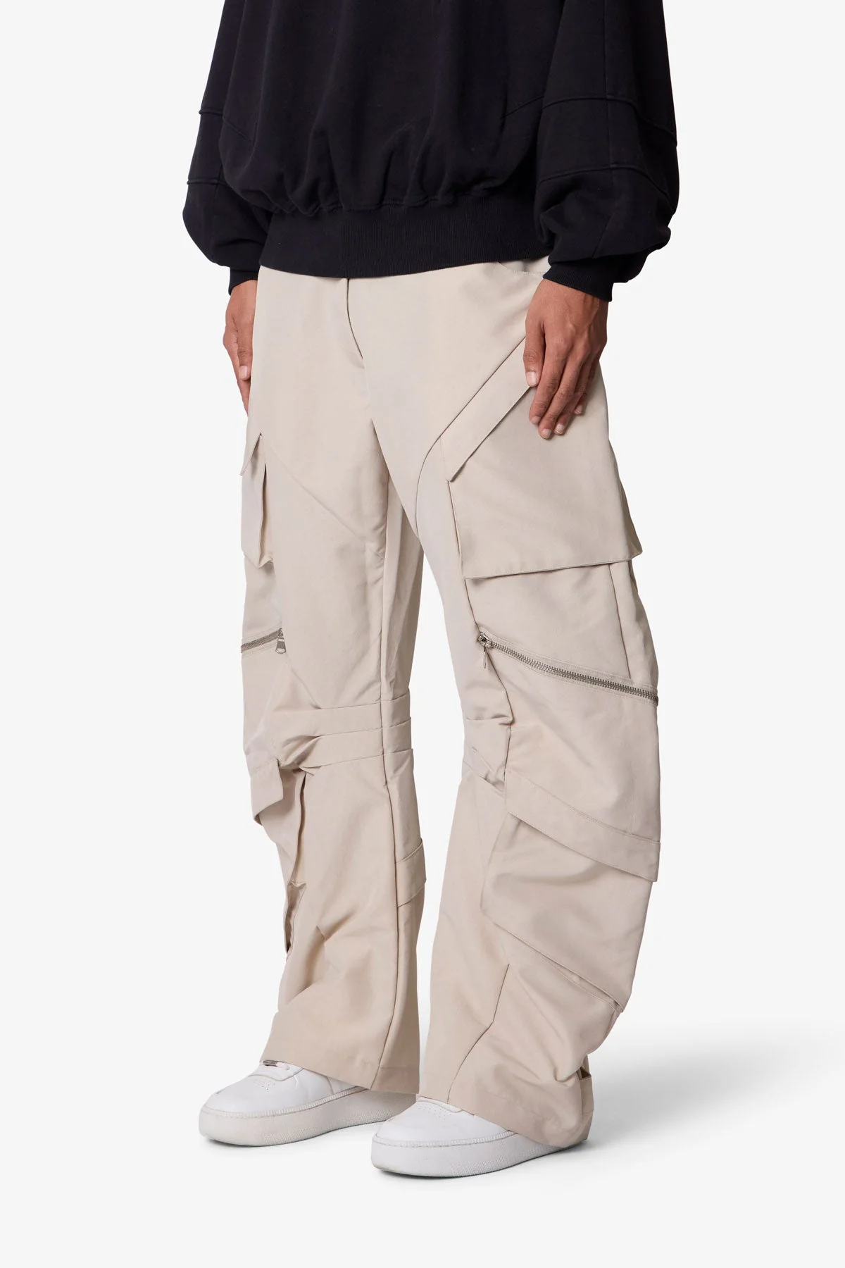 Cross Zip Cargo Pants - Off White