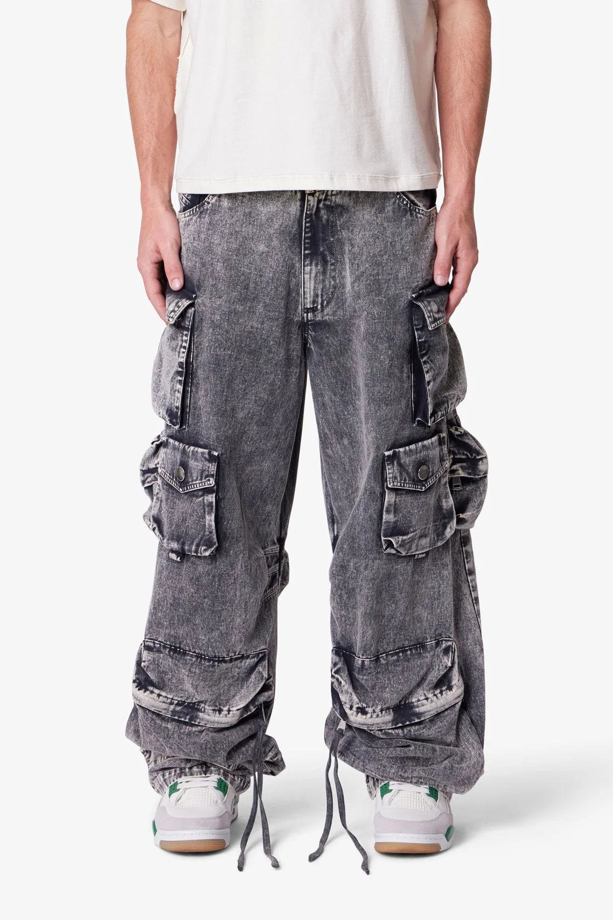 Washed Barrel Cargo Pants - Washed Black