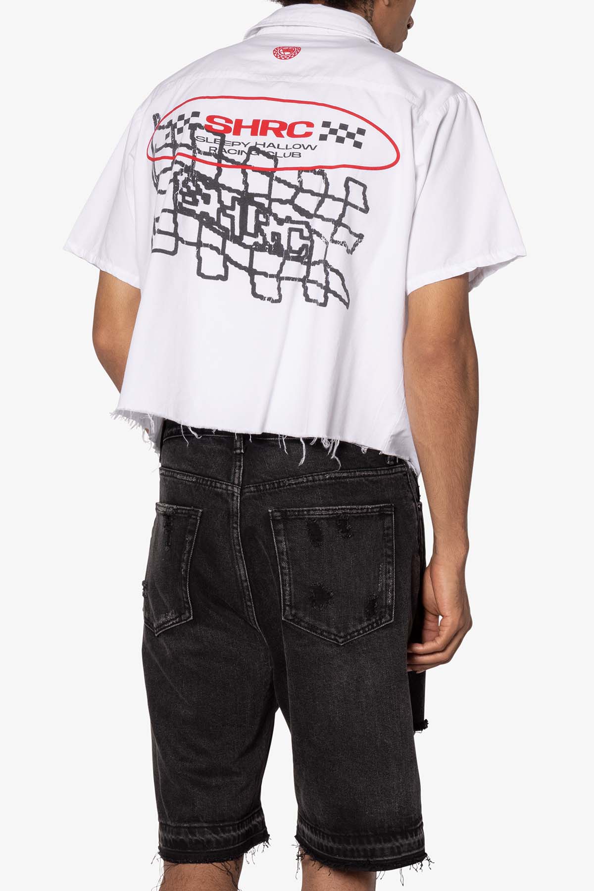 SHRC Checkered Flag Cropped Shirt - White