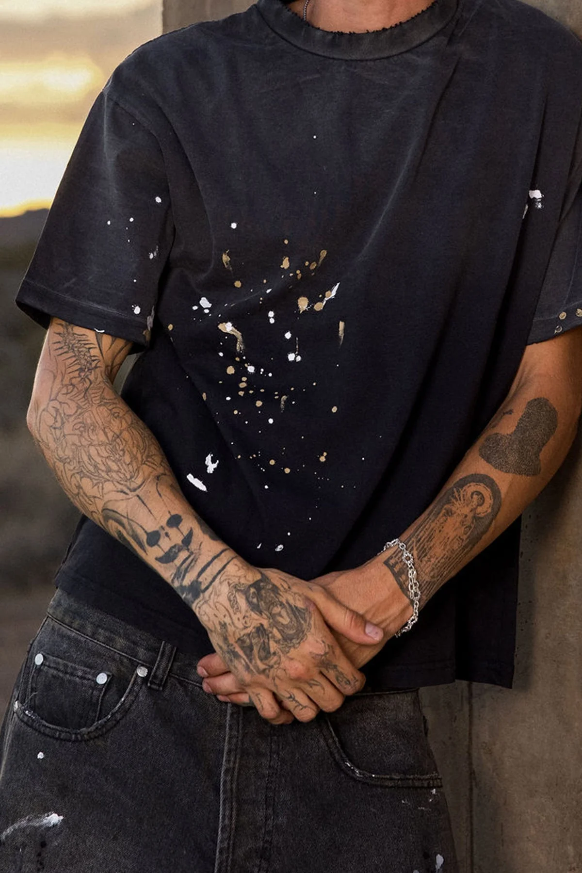 Sun Beat Painter Tee Shirt - Washed Black