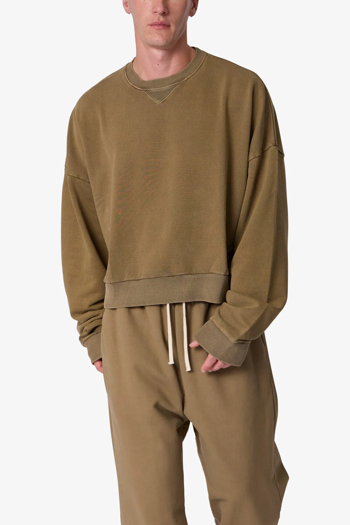 Cropped Crewneck - Washed Earth