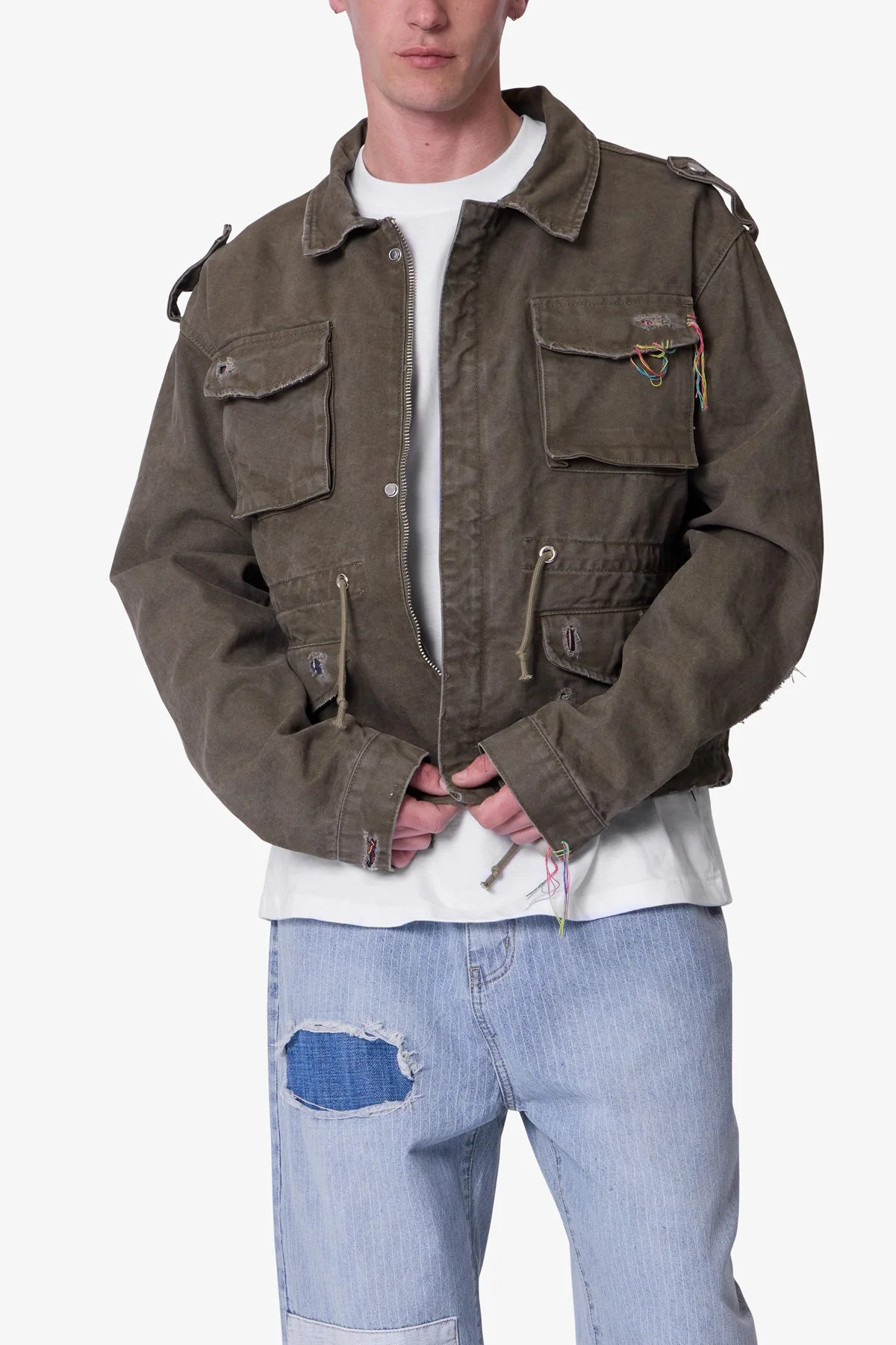 Dissolved Tribal Cargo Jacket - Washed Olive