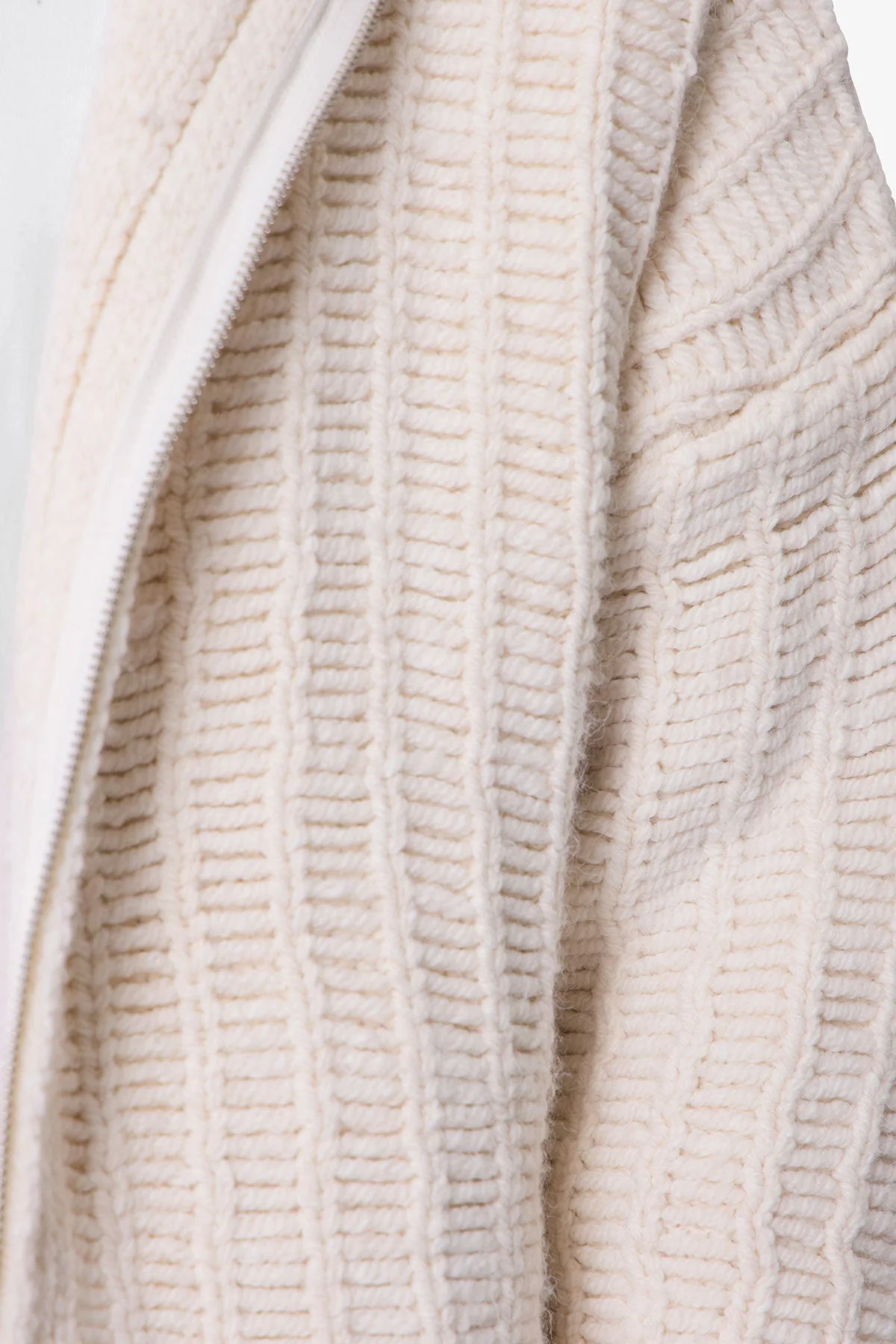 Knit Zip Up Hoodie - Off White