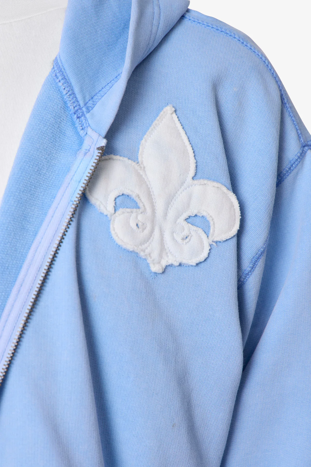 Fleur Zip Up Hoodie - Washed Blue