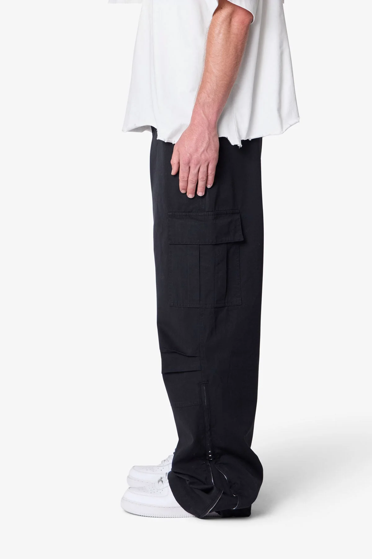 Ripstop Side Zip Cargo Pants - Black