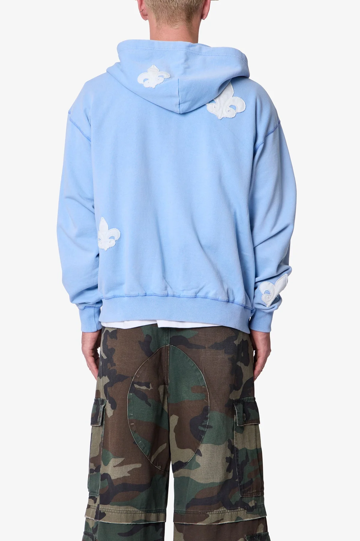 Fleur Zip Up Hoodie - Washed Blue