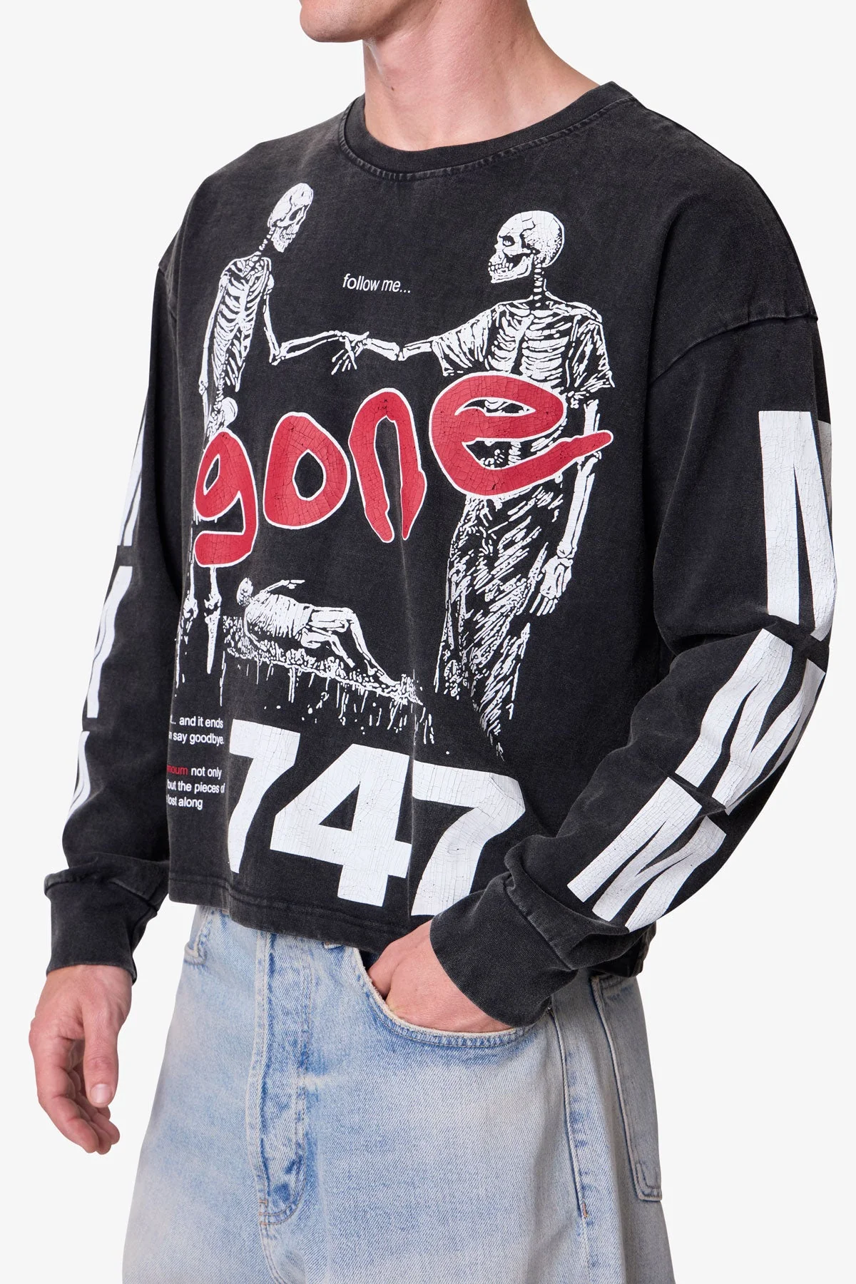 Gone Skeleton Print L/S Tee - Black