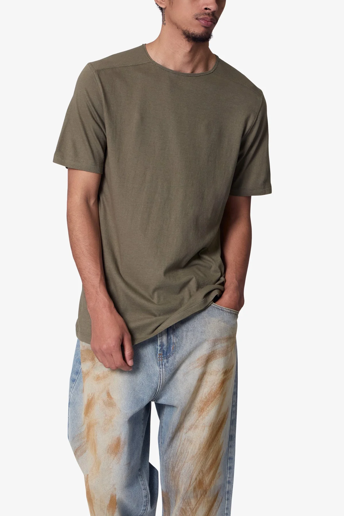 Sheer Crewneck Tee - Olive