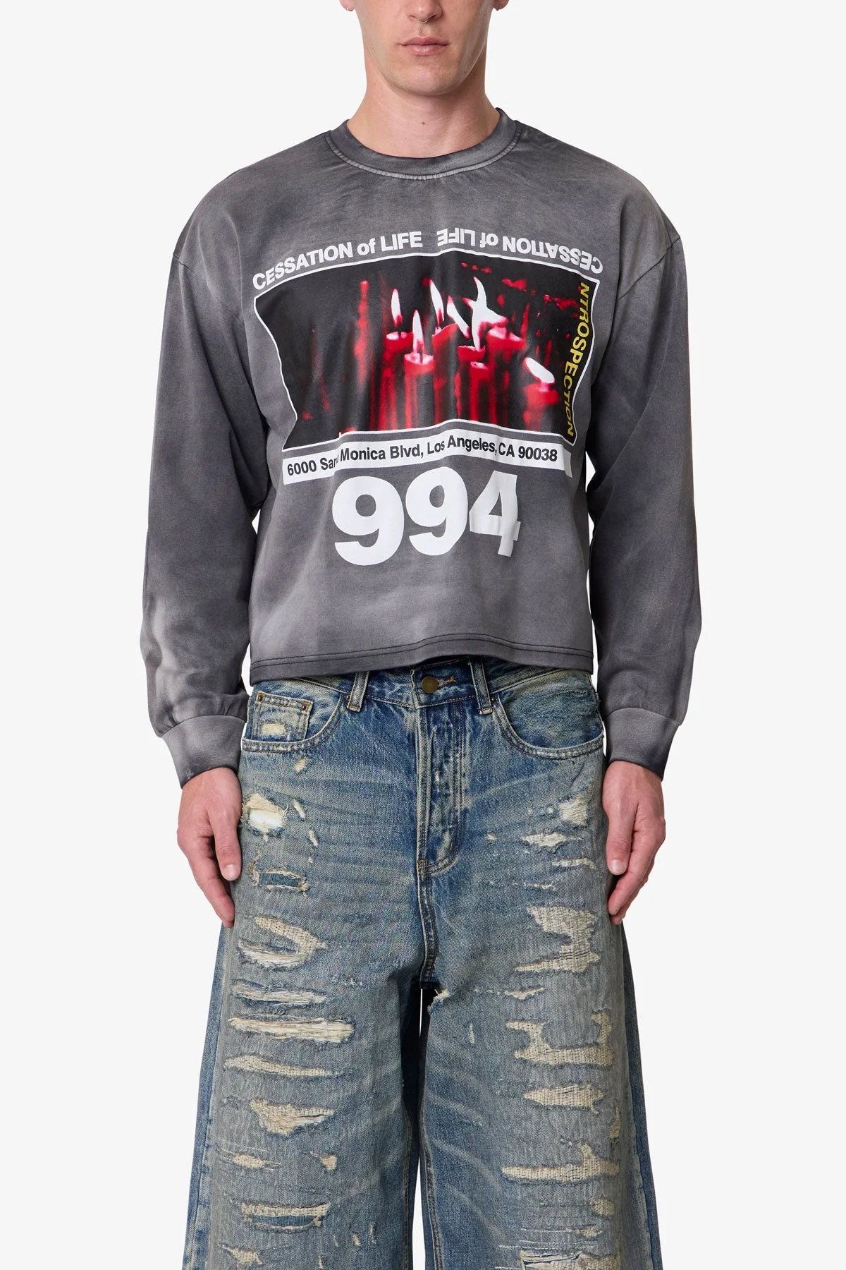 Cessation of Life Printed L/S Tee - Washed Black