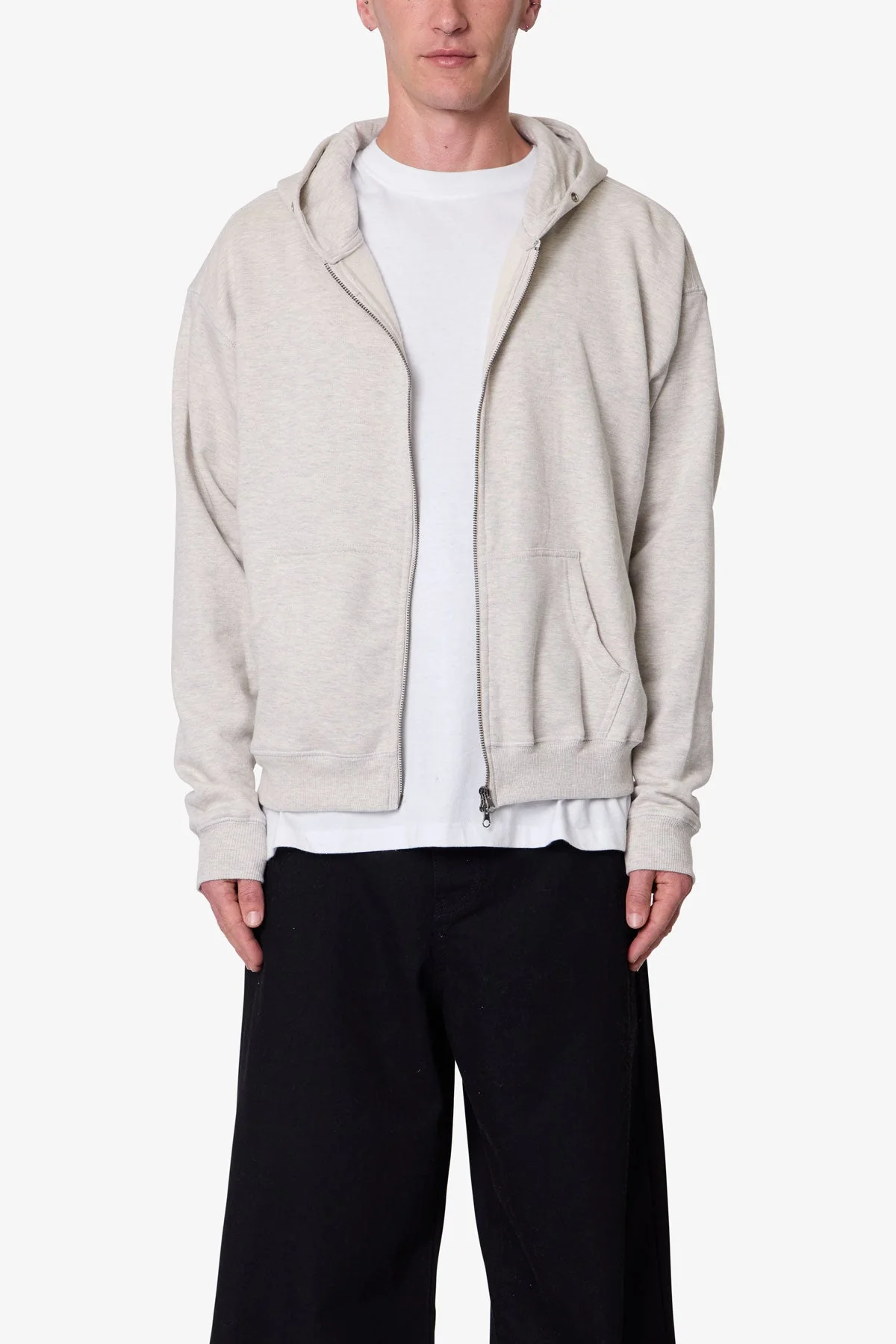 Basic Zip Up Hoodie - Grey