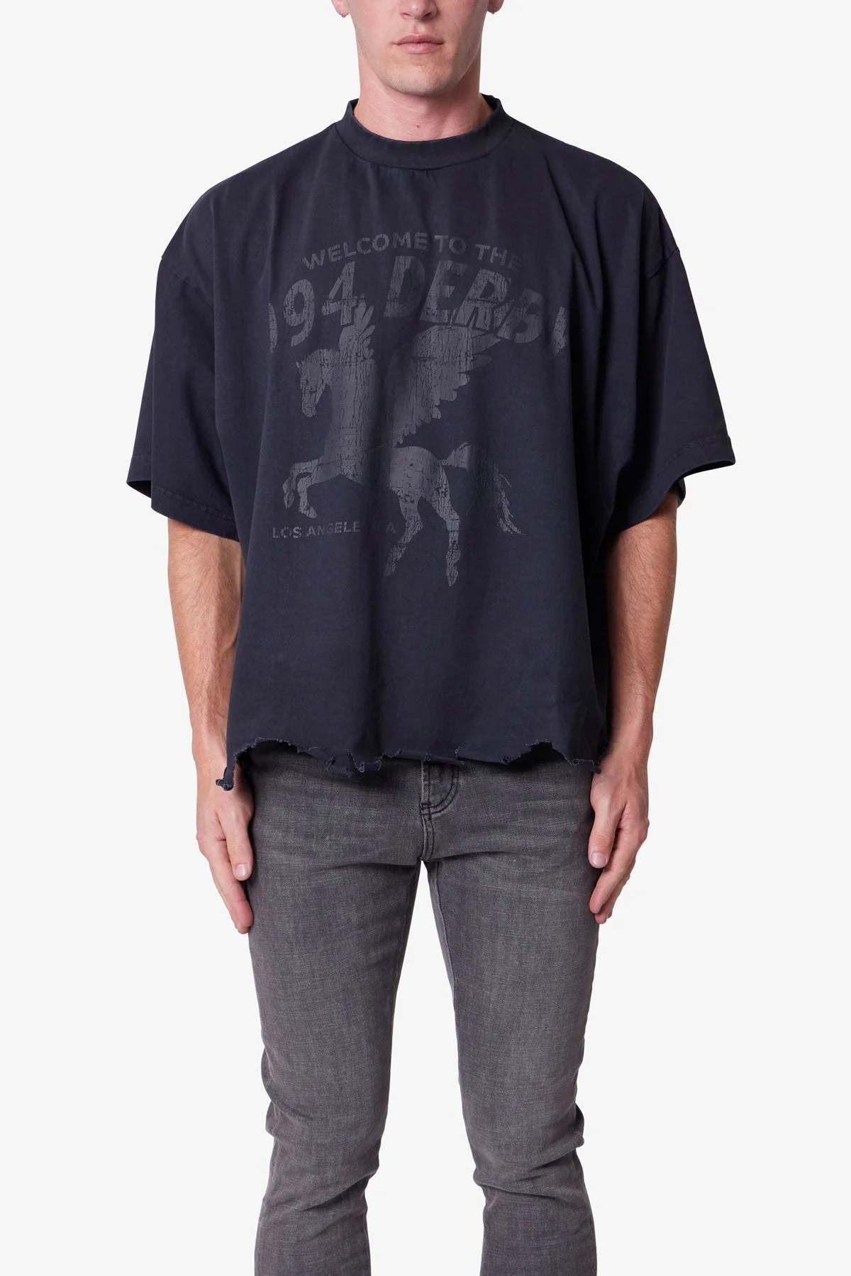 Moth Eaten Cropped Tee - Black