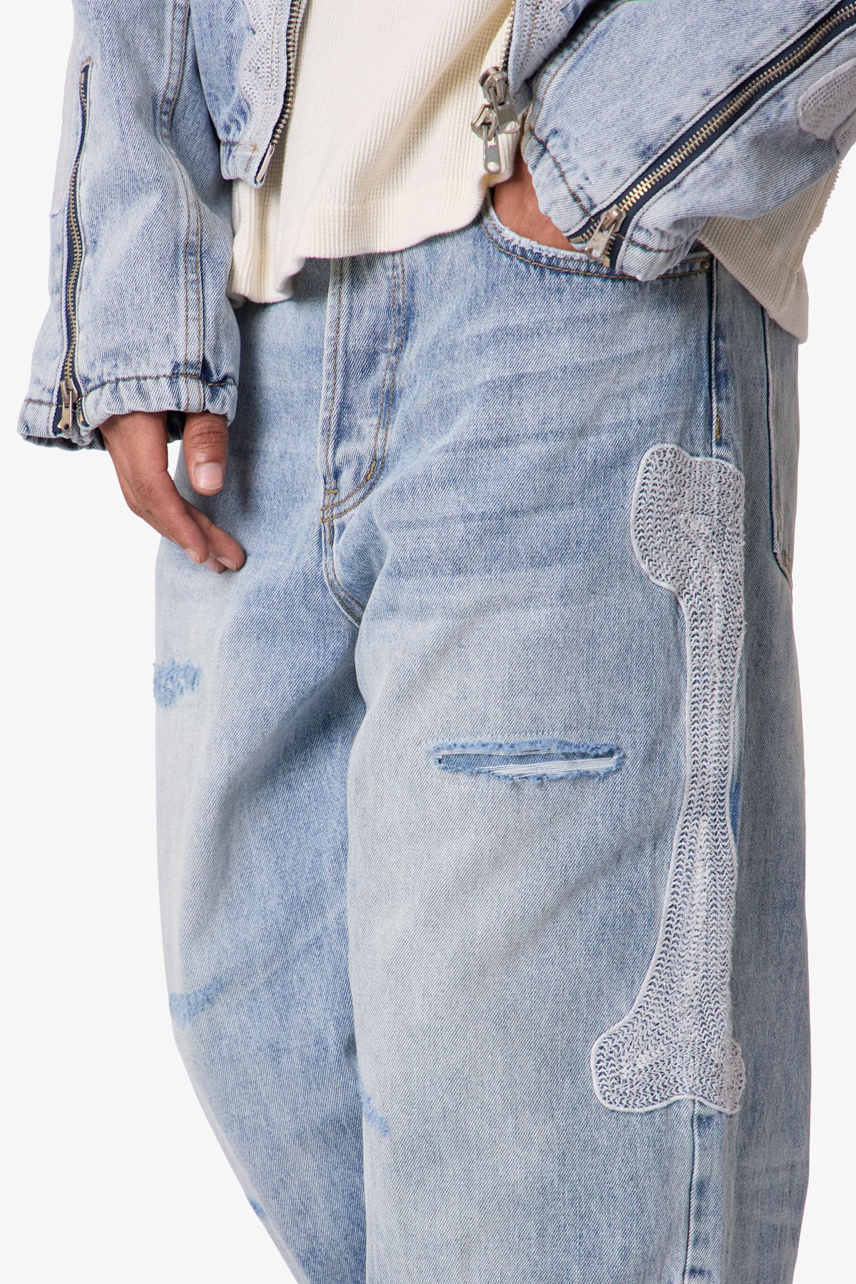 Skeleton Ultra Baggy Denim - Washed Blue