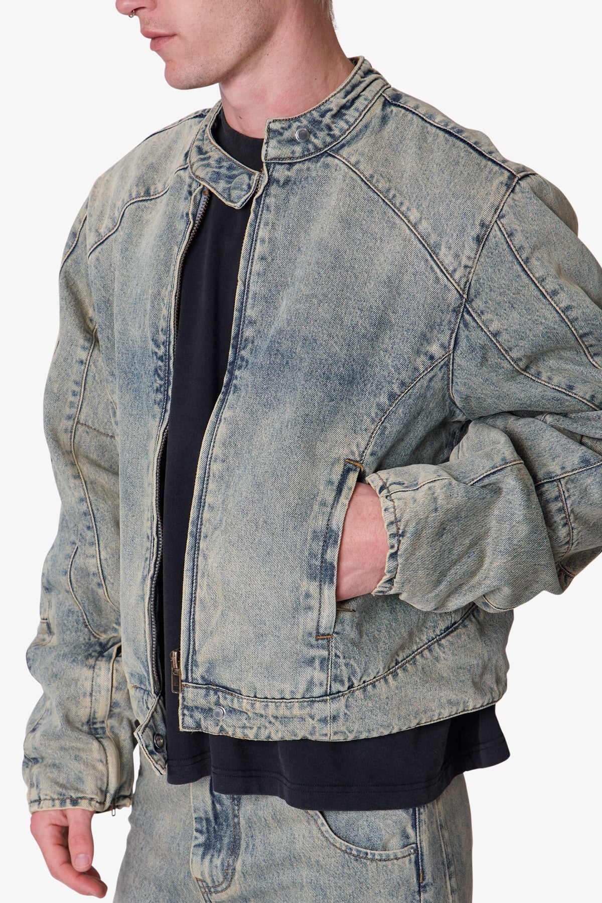 Moto Denim Jacket - Vintage Blue