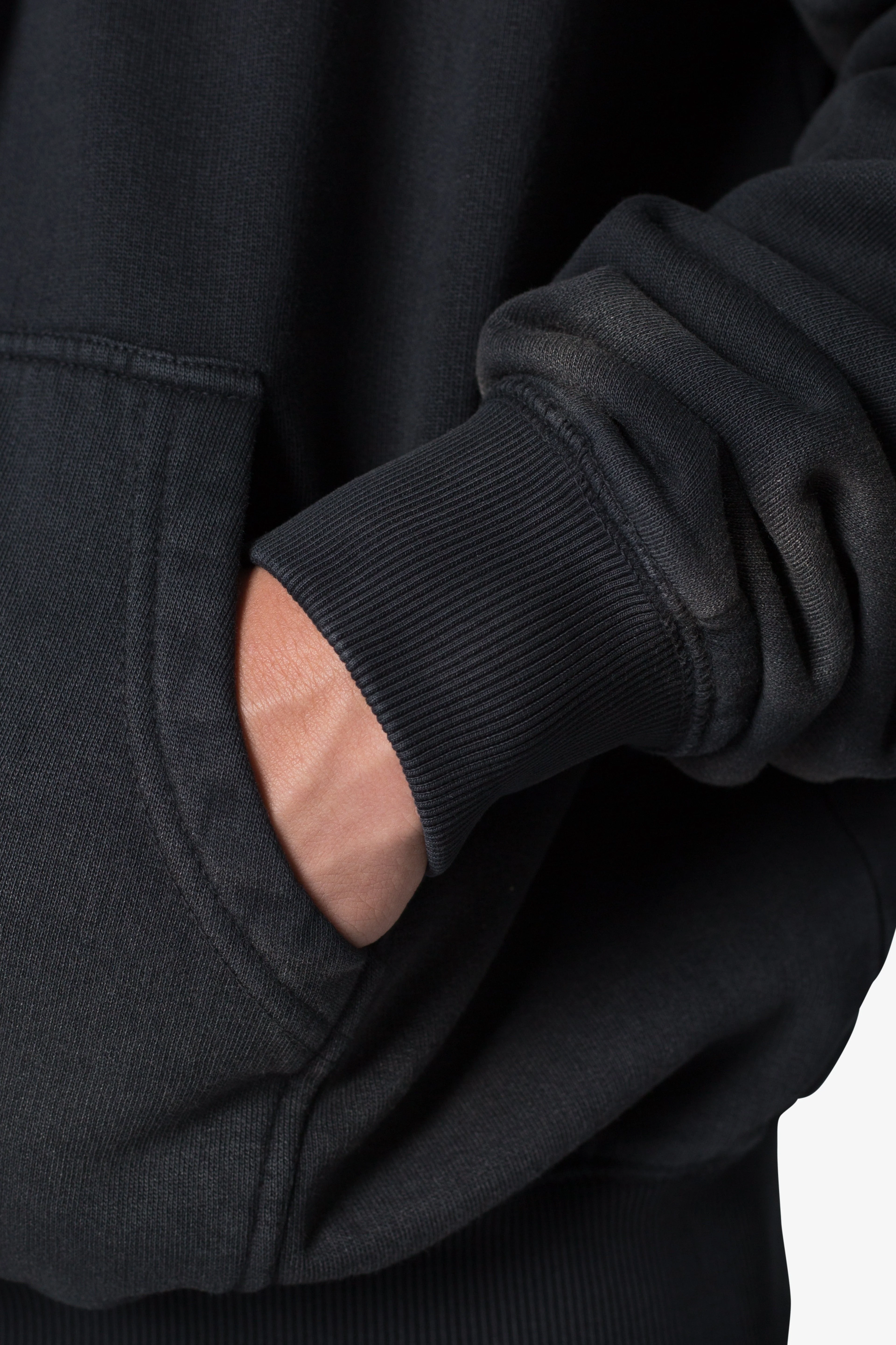 Faded Basic Zip Up Hoodie - Washed Black