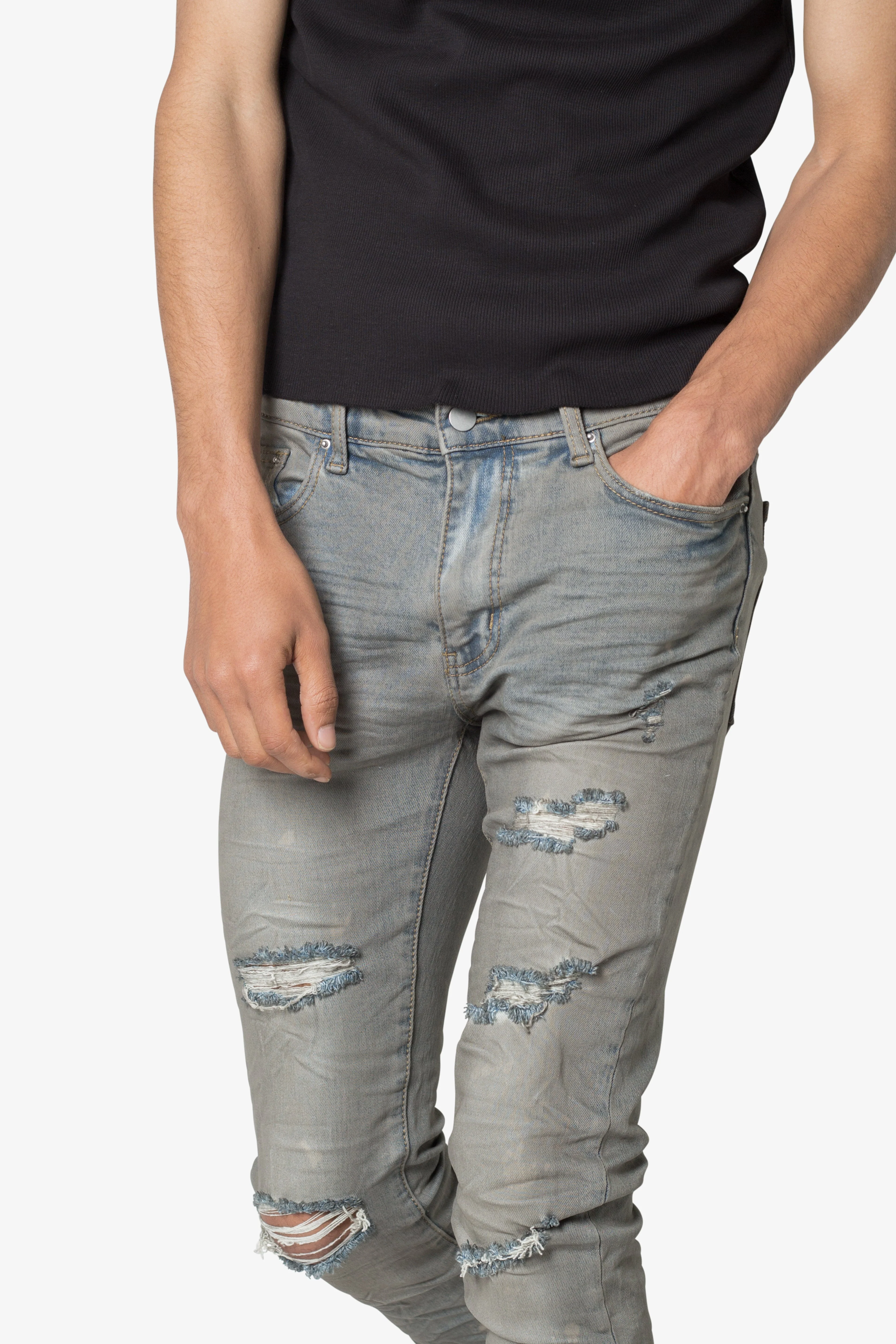X607 Painted Skinny Denim - Blue
