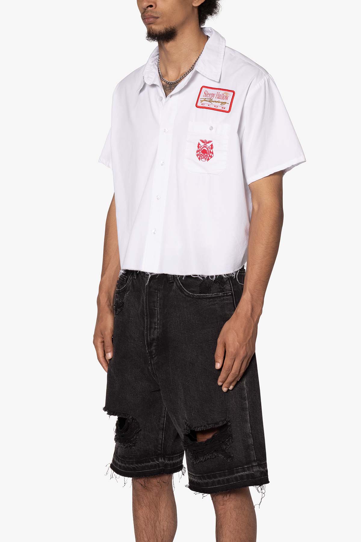 SHRC Checkered Flag Cropped Shirt - White