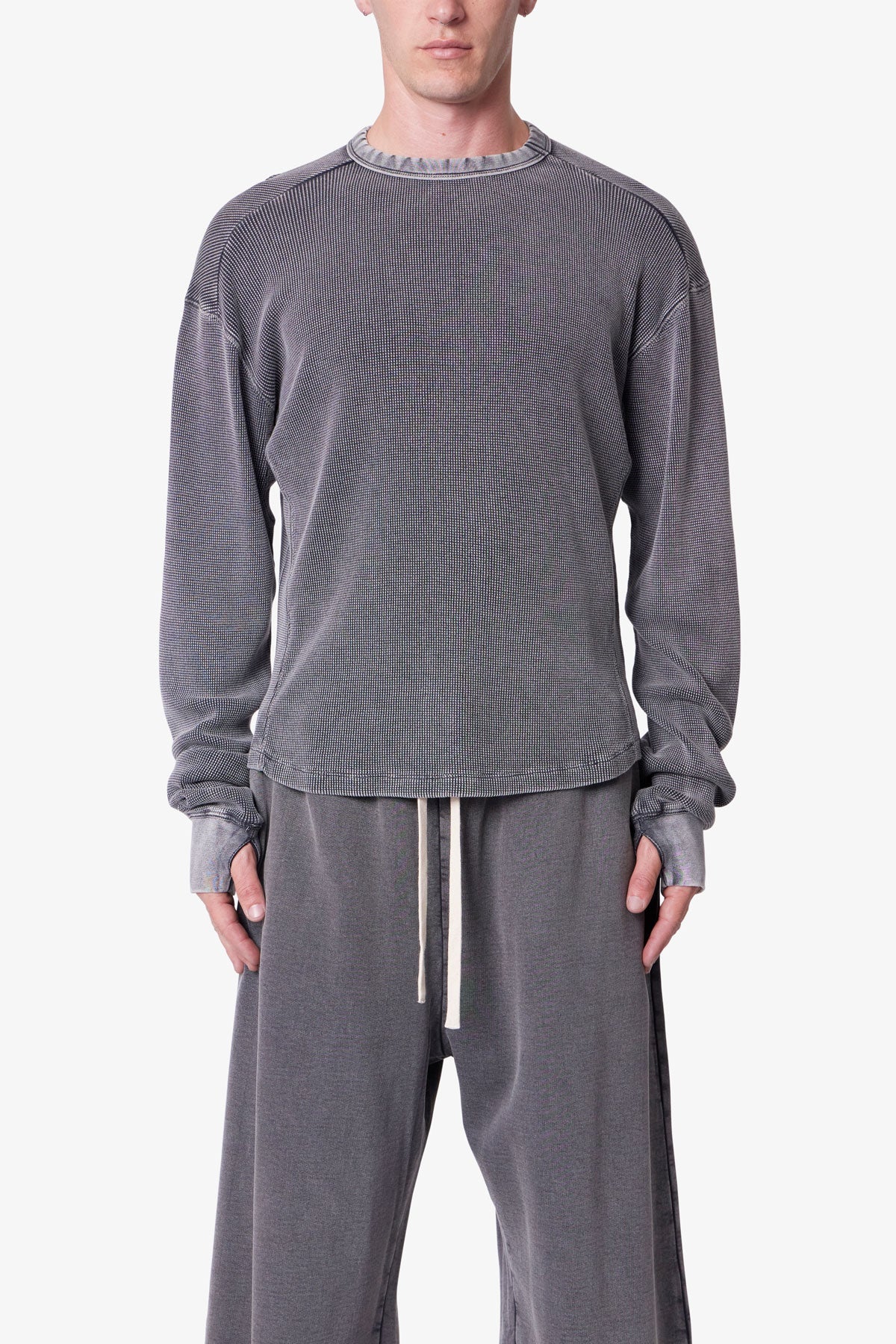 Washed Thermal L/S Tee - Vintage Black