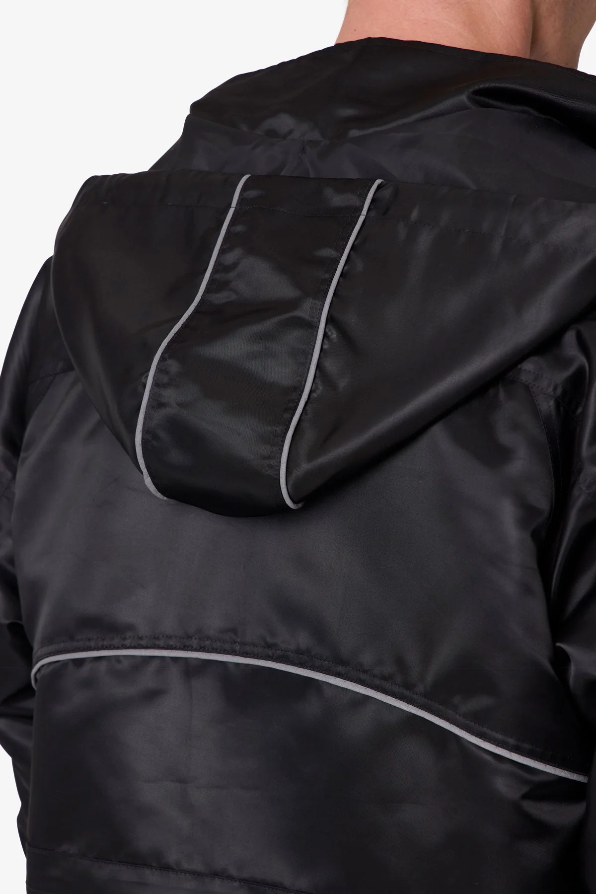 Reflective Piped Parka Jacket - Black