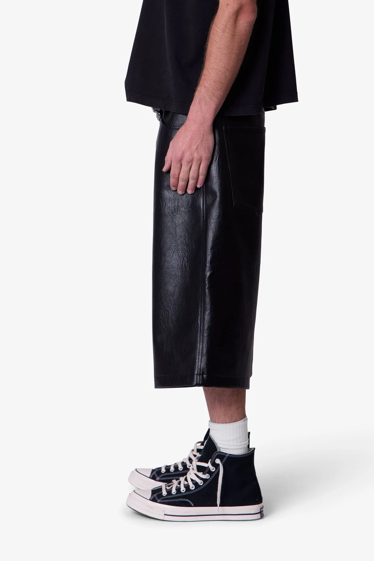Ultra Baggy Leather Shorts - Black