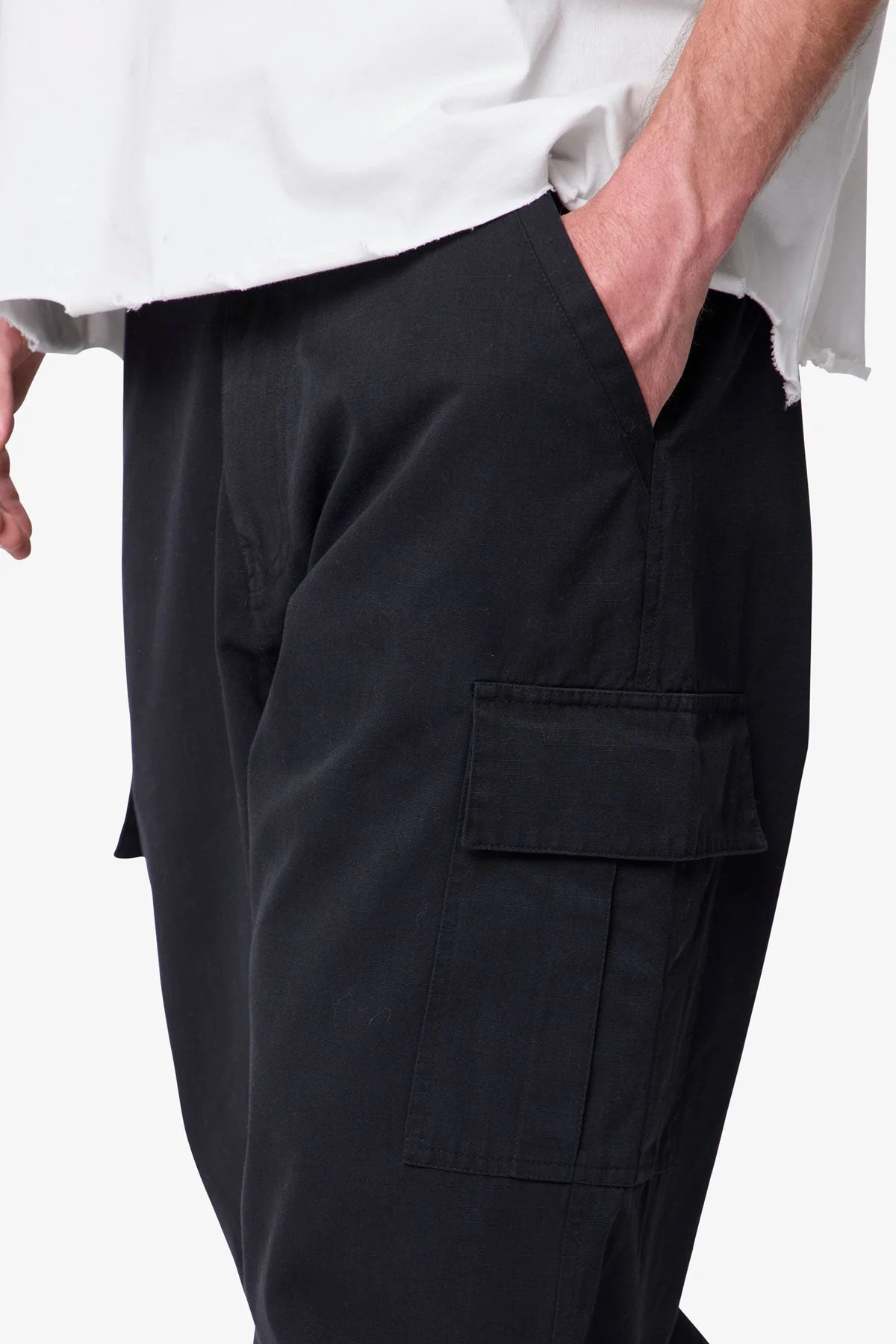 Ripstop Side Zip Cargo Pants - Black