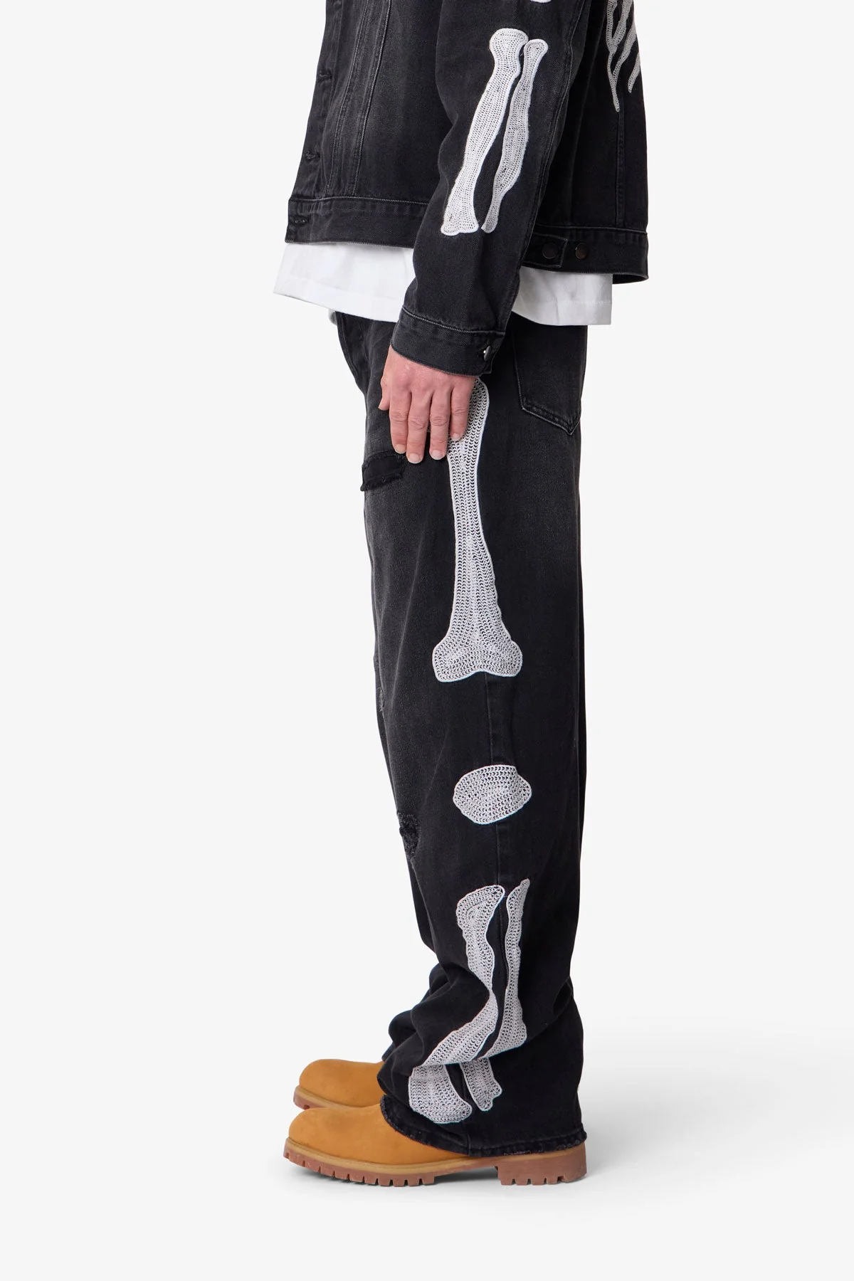 Skeleton Ultra Baggy Denim - Washed Black