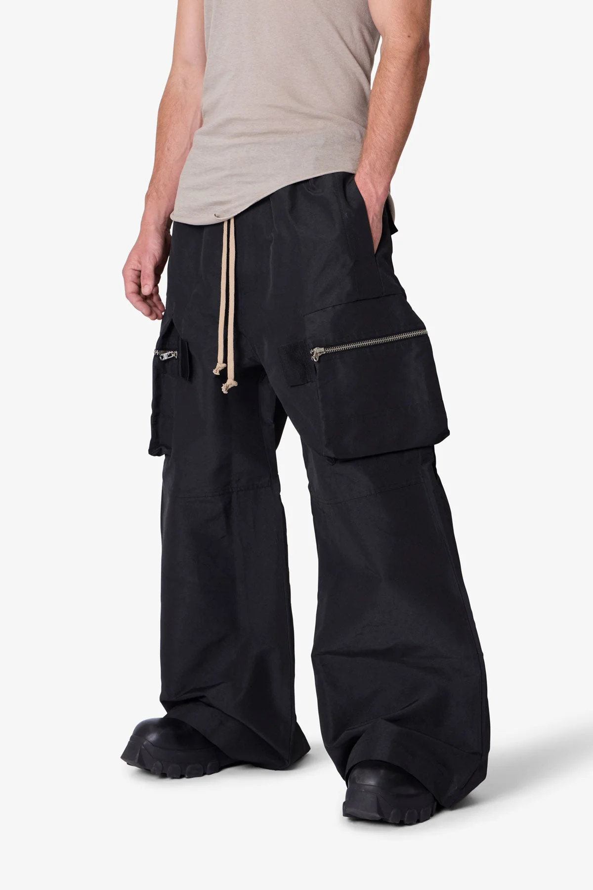 Zip Cargo Pocket Rave Pants - Black