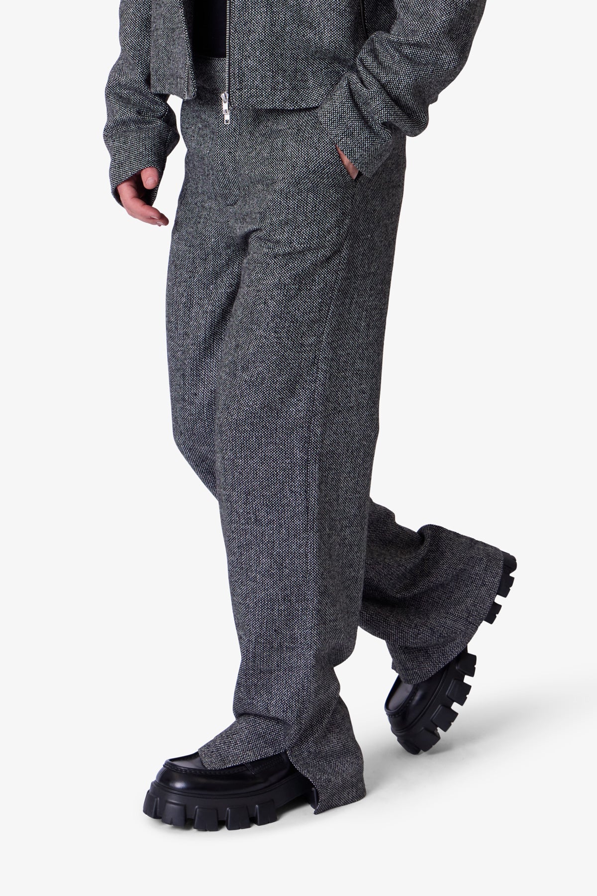 Tweed Trouser Pants - Black/Grey