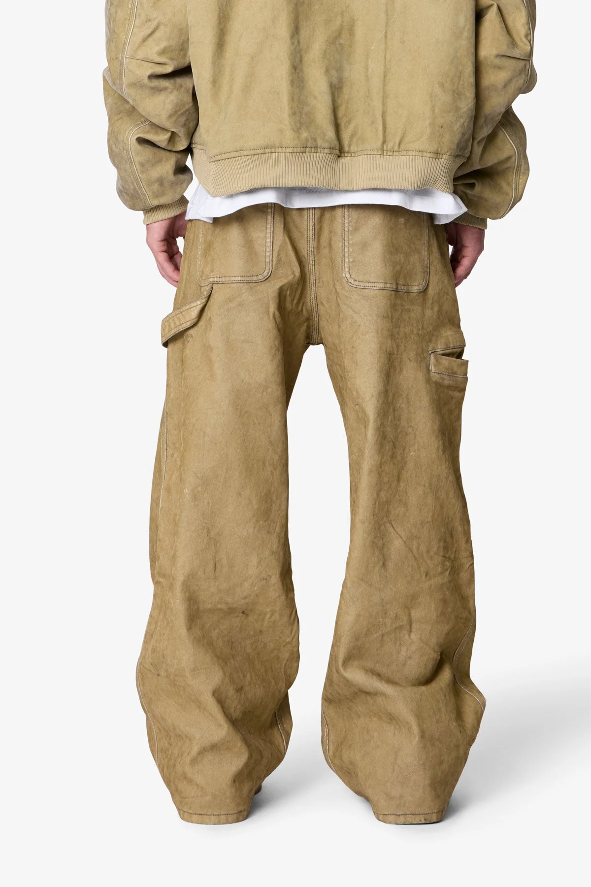 Flocked Oversized Work Pants - Tan