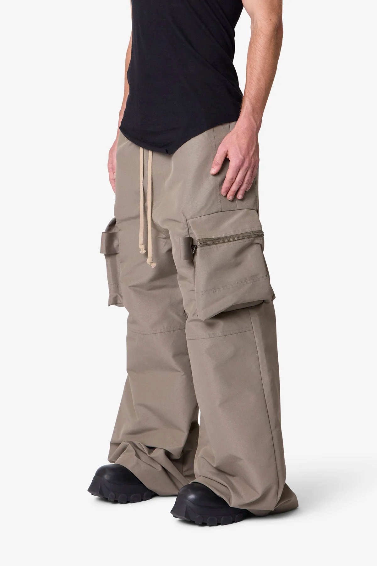 Zip Cargo Pocket Rave Pants - Tan