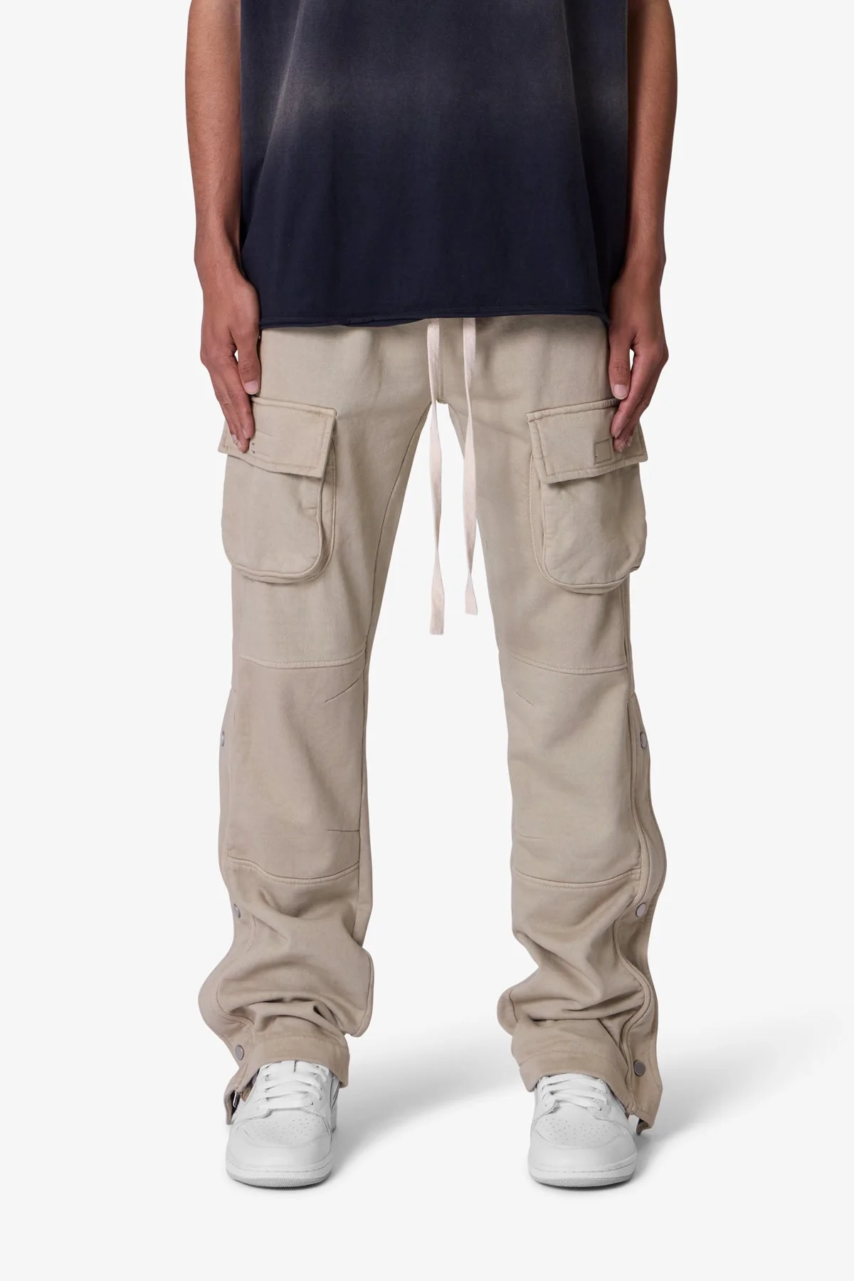 Snap Front Fleece Cargo Pants - Washed Earth