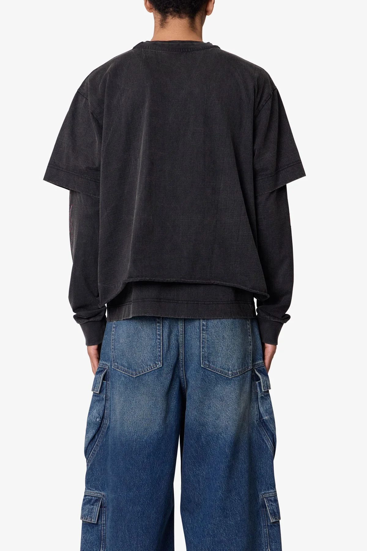 Gentlemens Club Printed L/S Tee - Washed Black