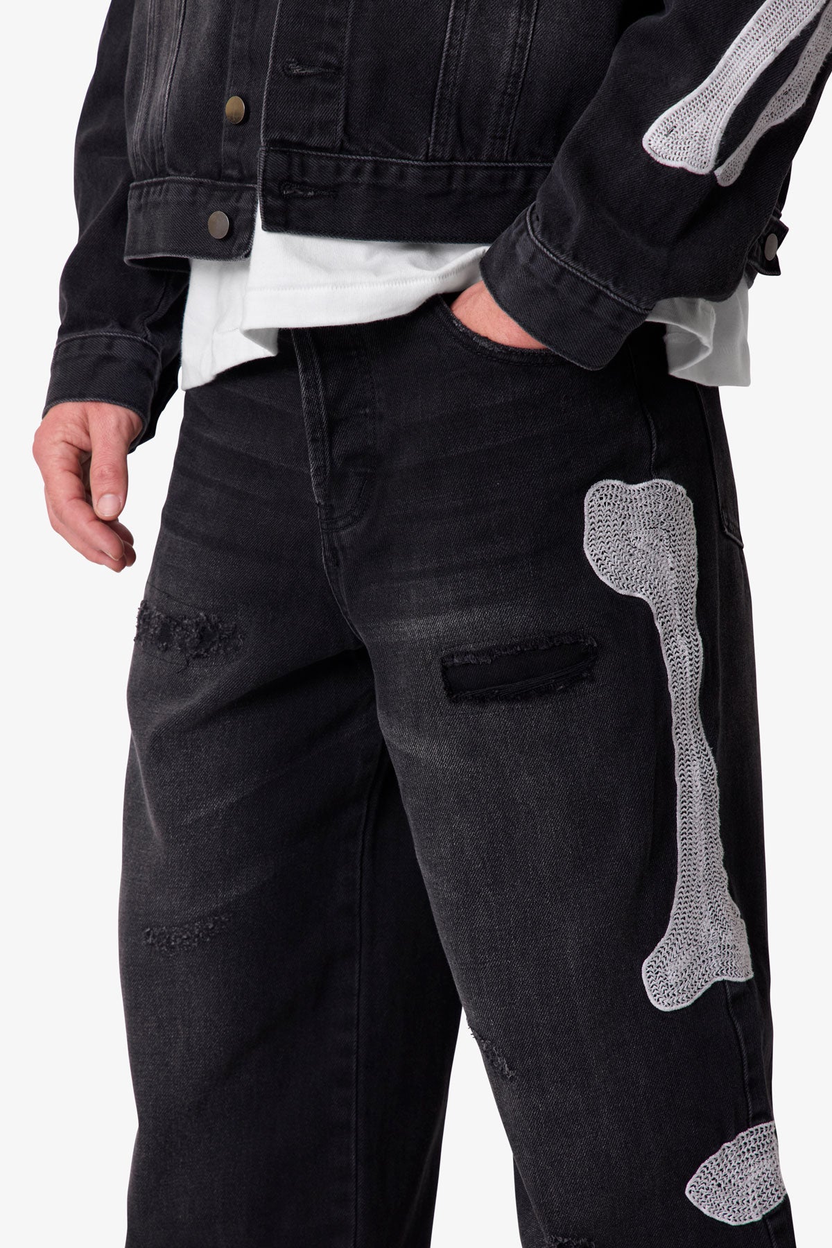 Skeleton Ultra Baggy Denim - Washed Black