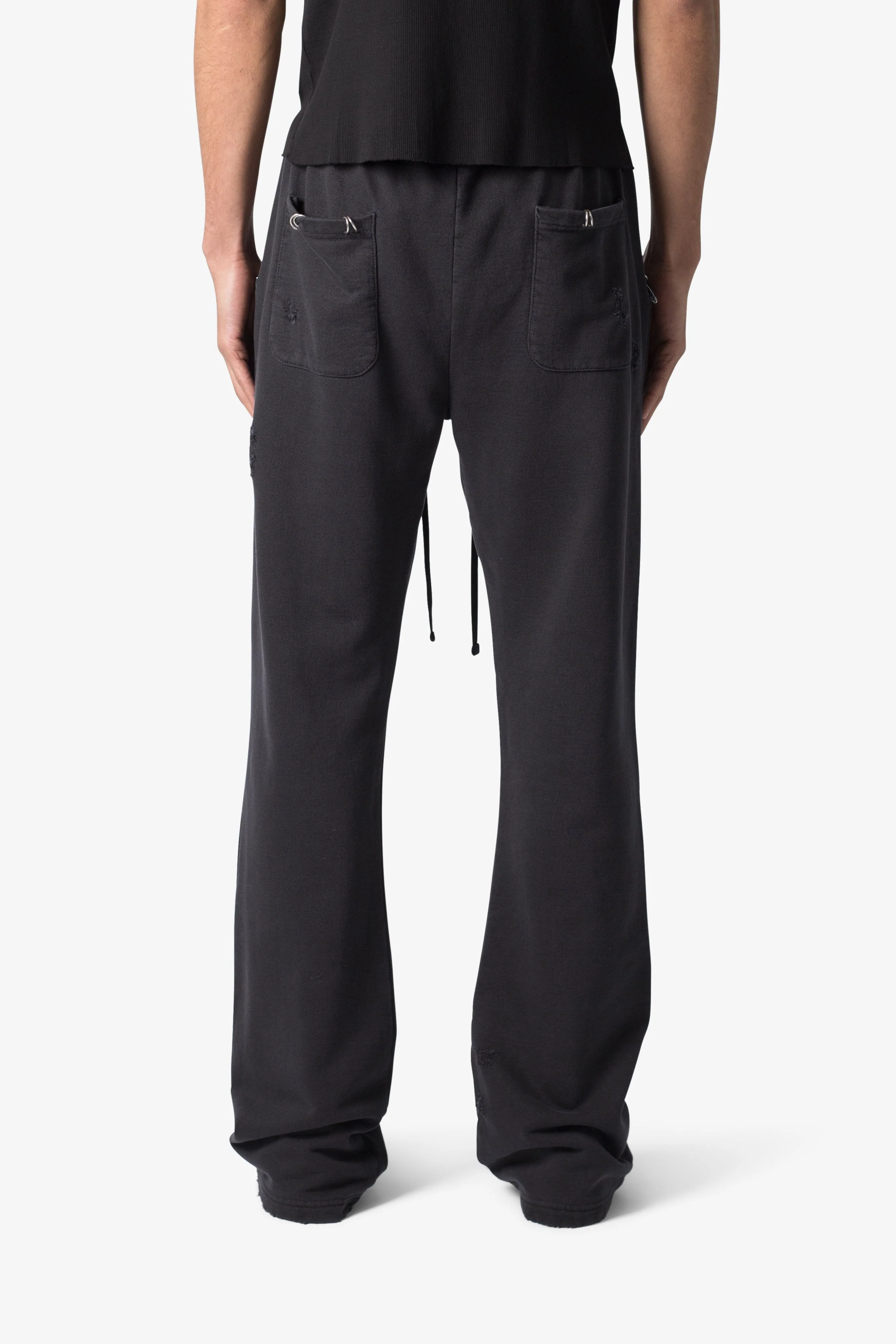 Metal Ring Flared Sweatpants - Black