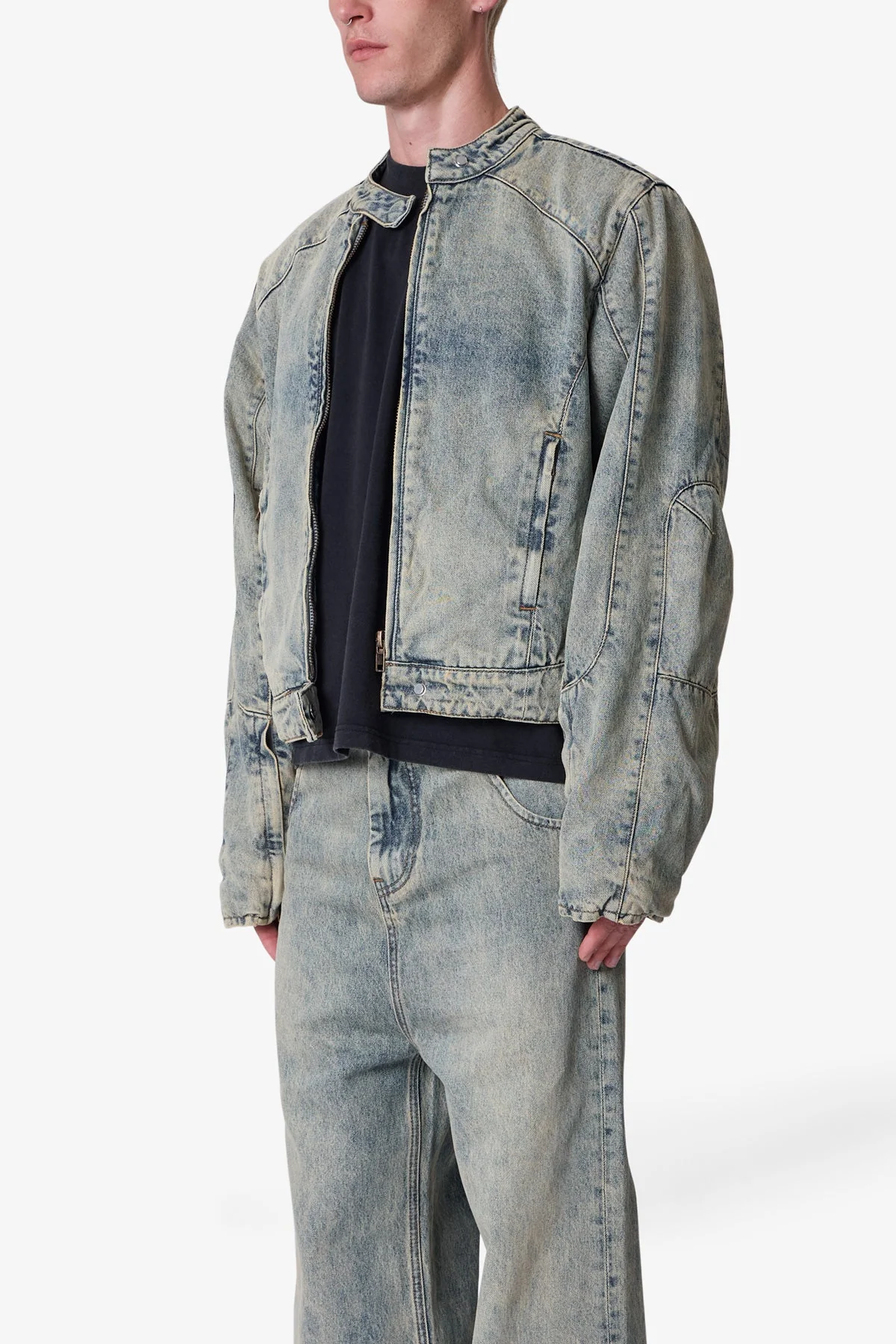 Moto Denim Jacket - Vintage Blue