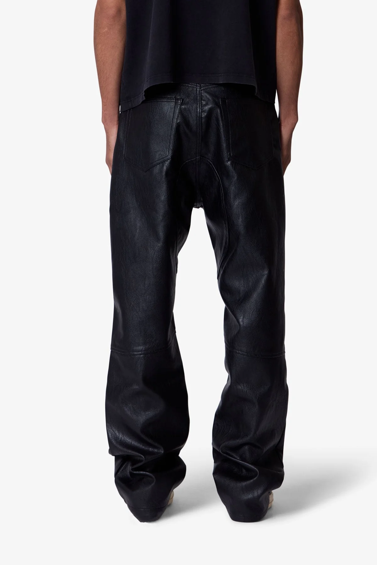 Ultra Baggy Paneled Leather Pants - Black