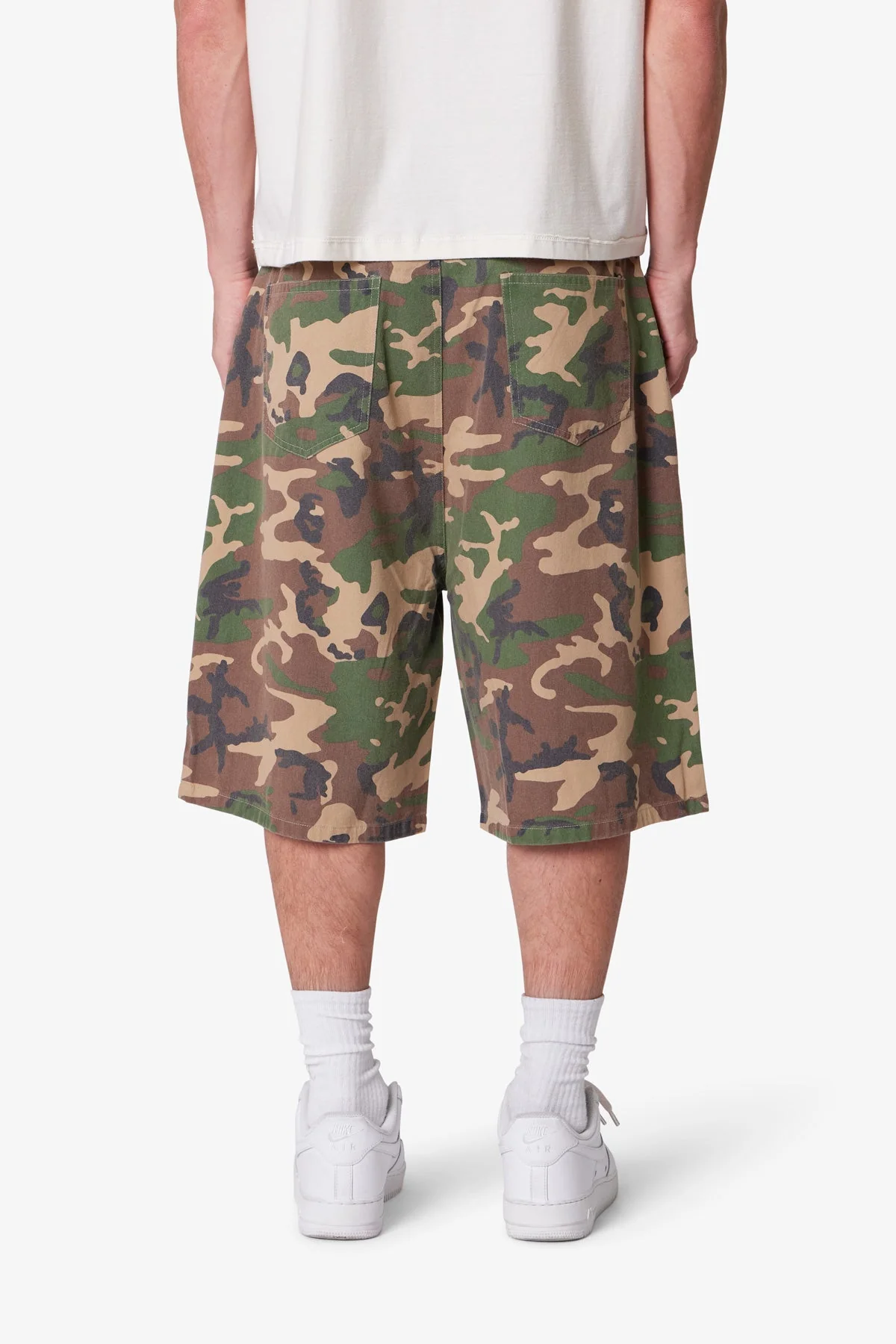 Baggy Camo Twill Shorts - Woodland Camo