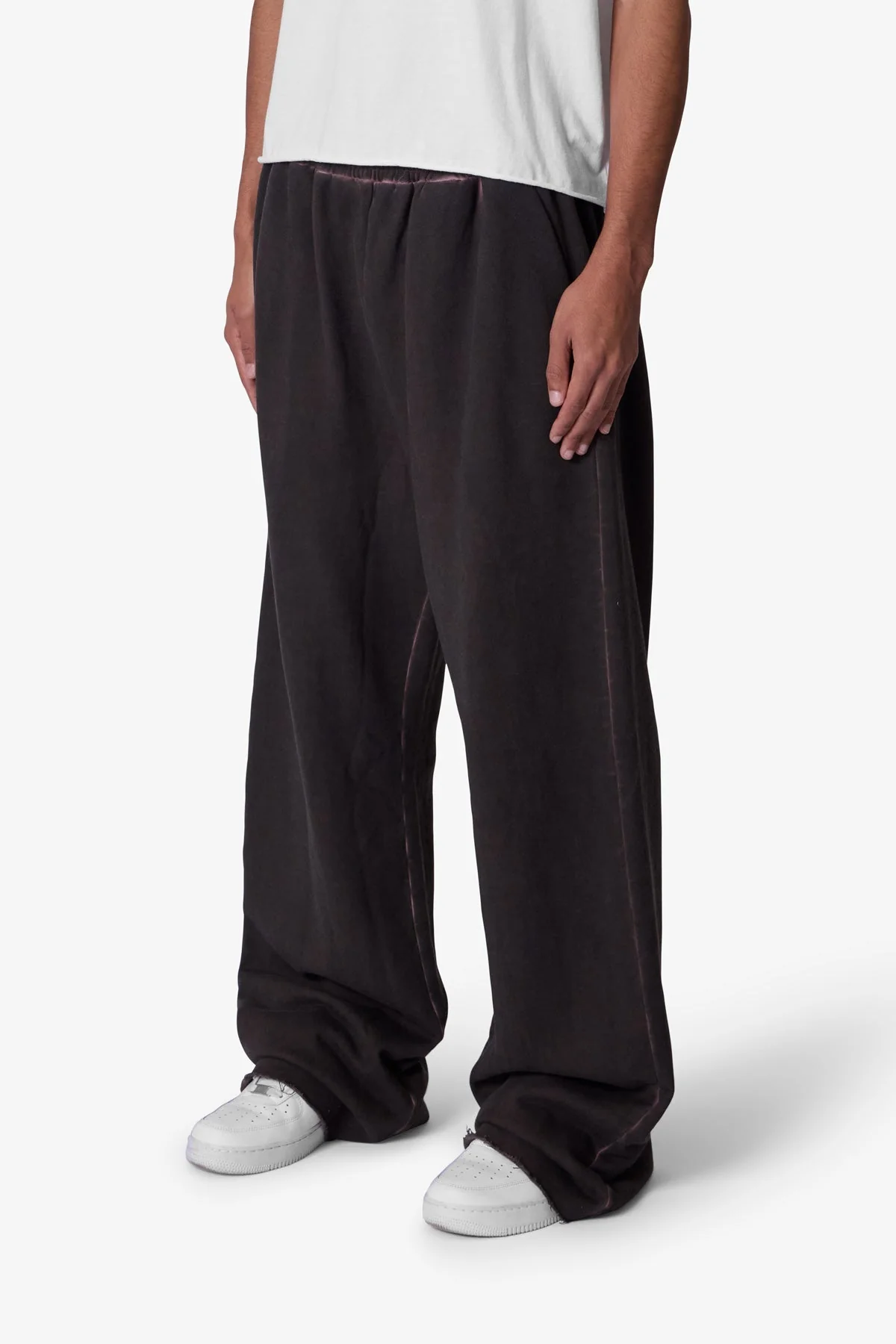 Acid Wash Sweatpants - Brown