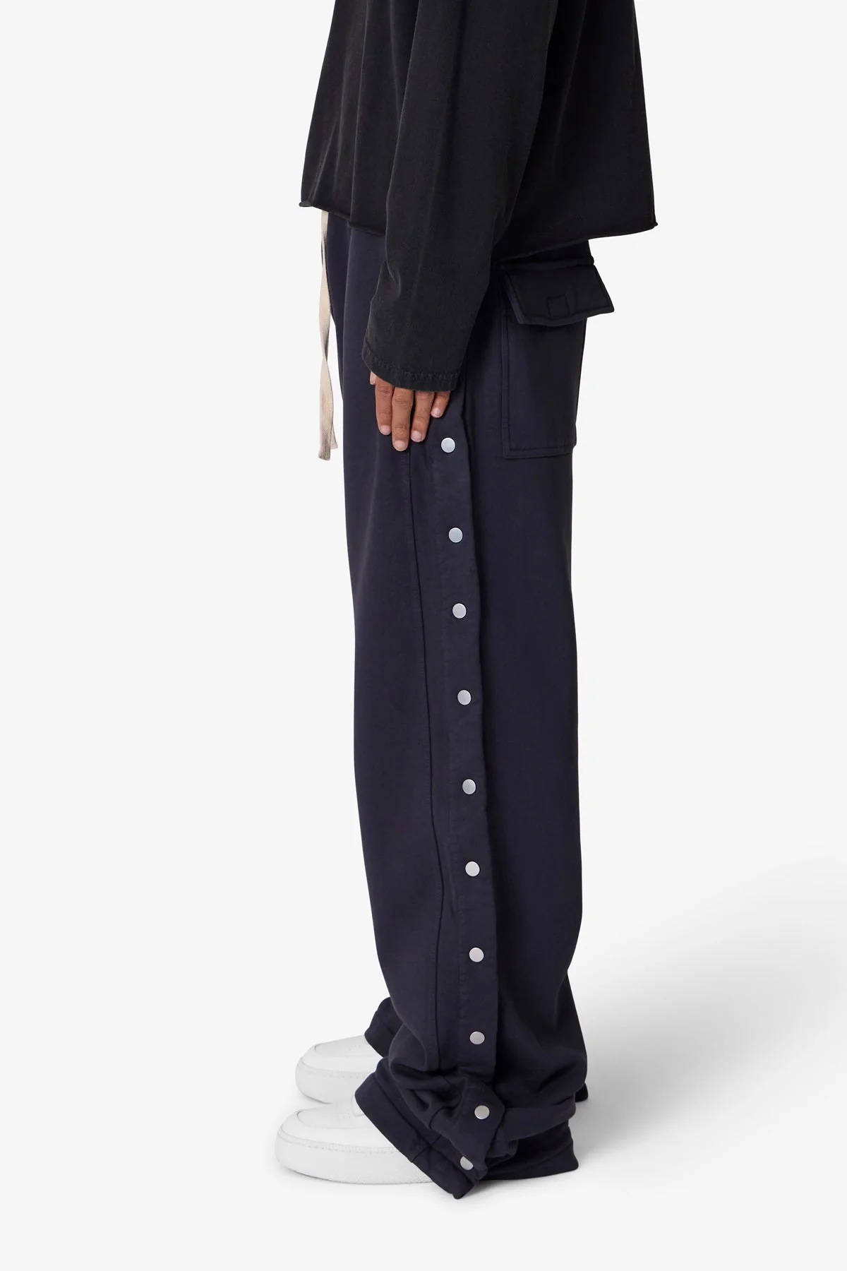 Side Snap Fleece Pants - Washed Black