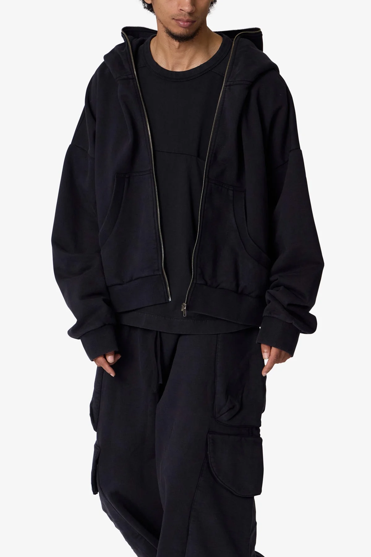 Full Zip Hoodie - Washed Black