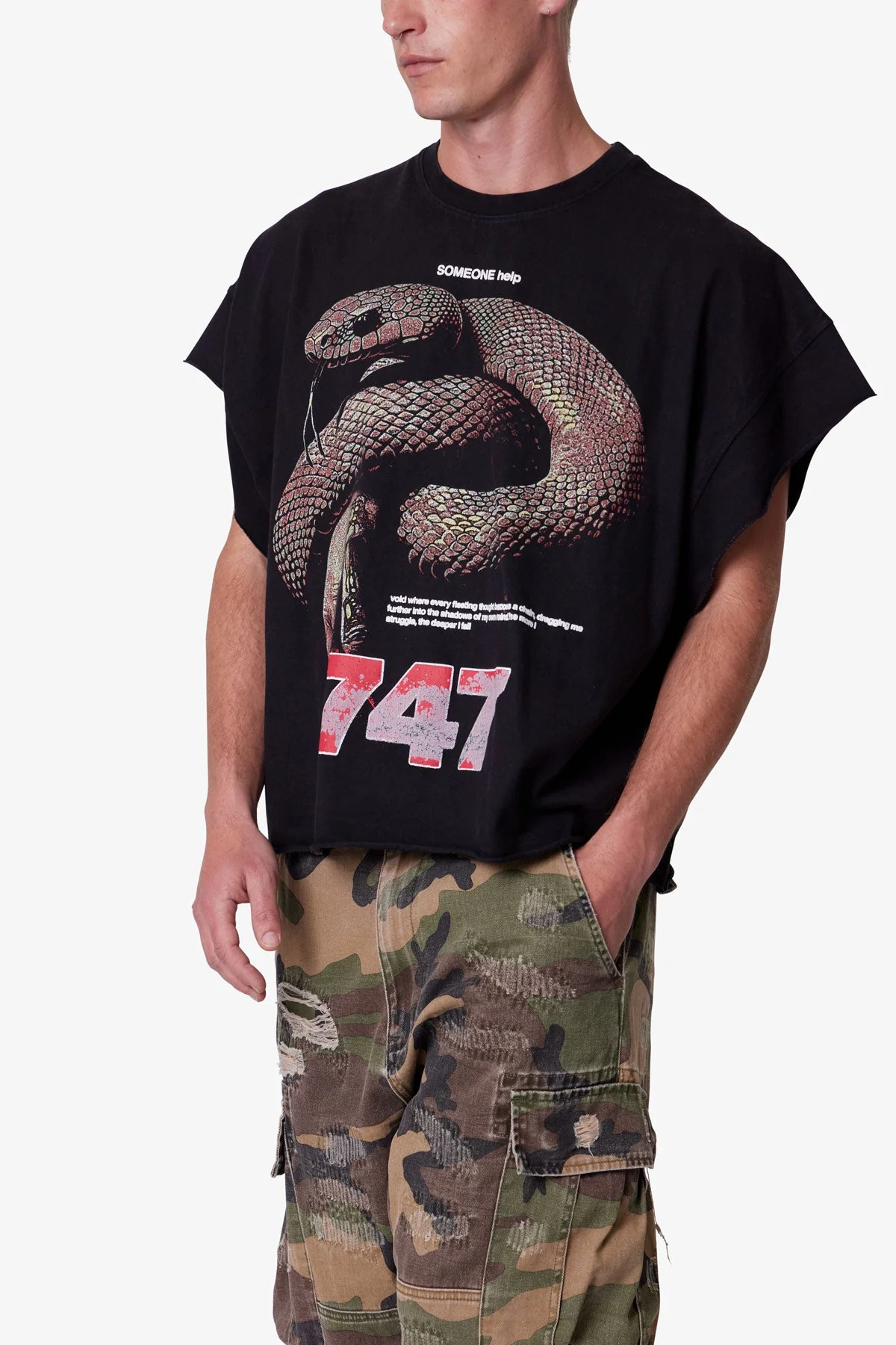 Snake Cutoff Tee - Vintage Black