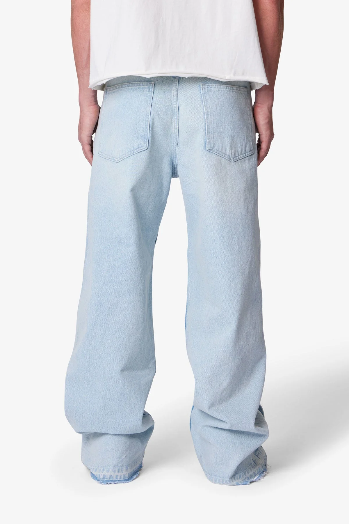 Ultra Baggy Offset Button Denim - Light Blue