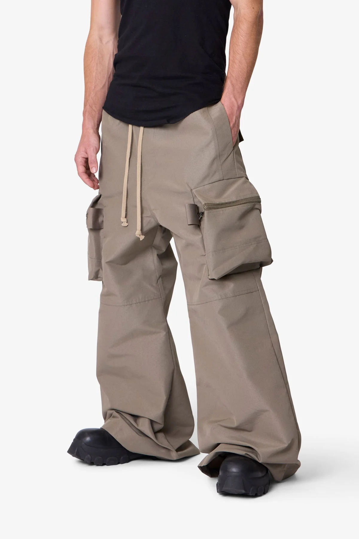 Zip Cargo Pocket Rave Pants - Tan