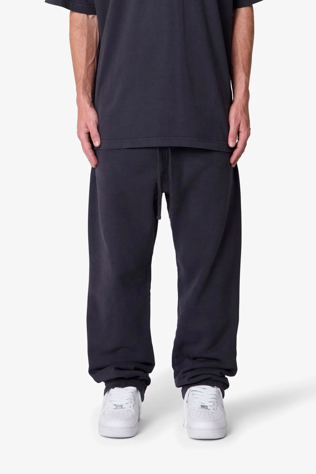 Heavy Basic Relaxed Sweatpants - Washed Black