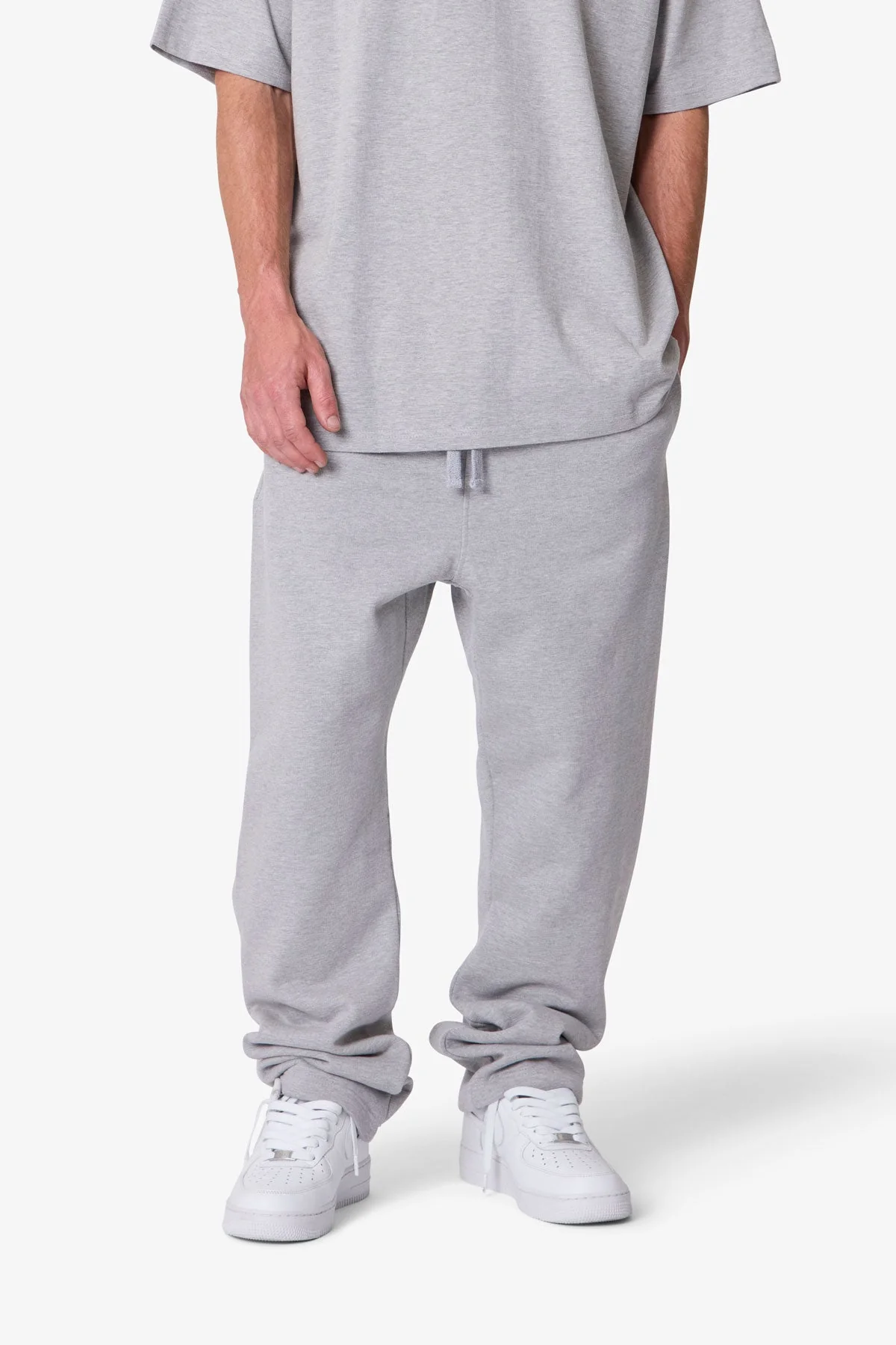 Heavy Basic Relaxed Sweatpants - Marled Grey