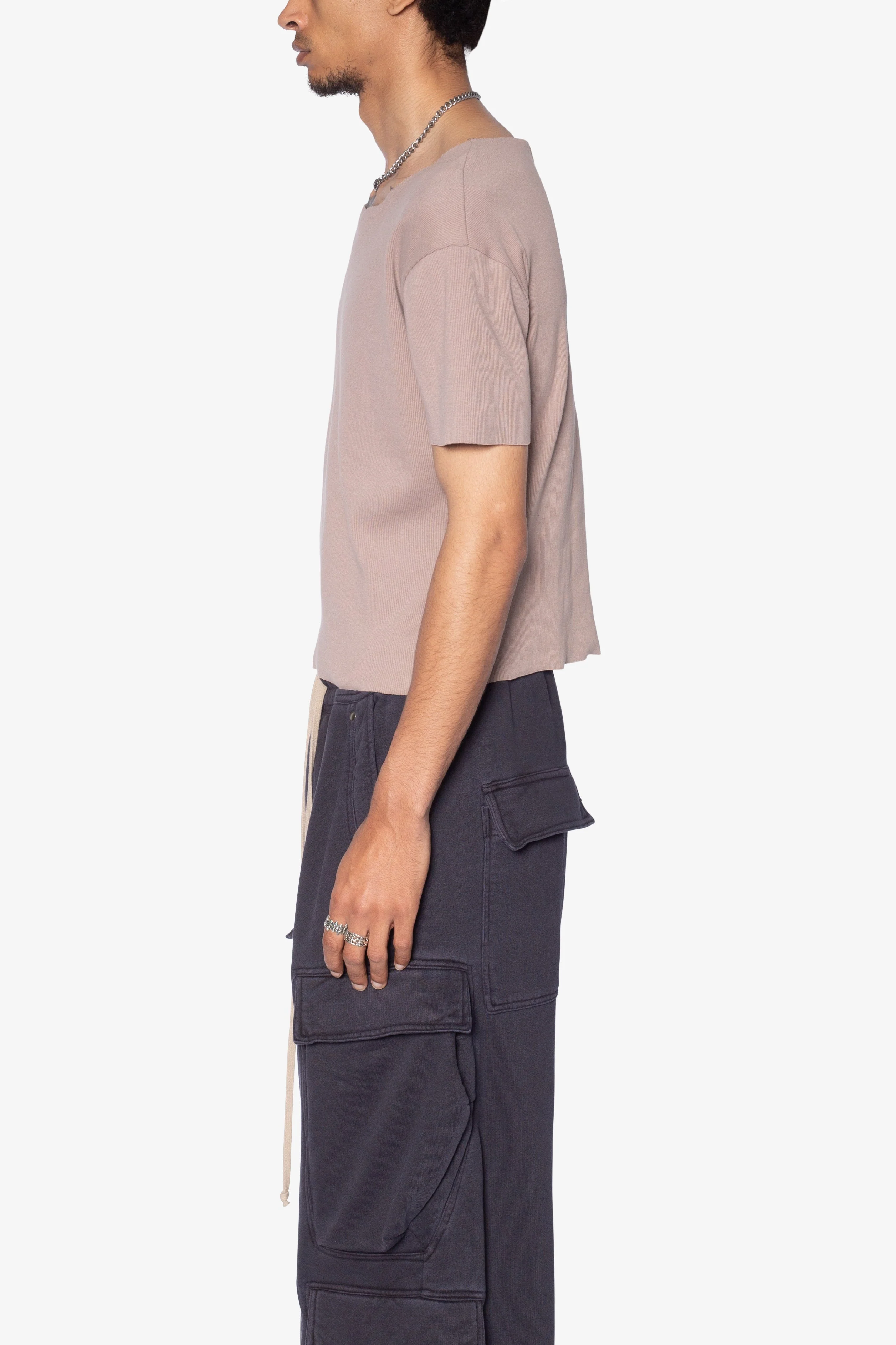 Fitted Ribbed Tee - Mauve