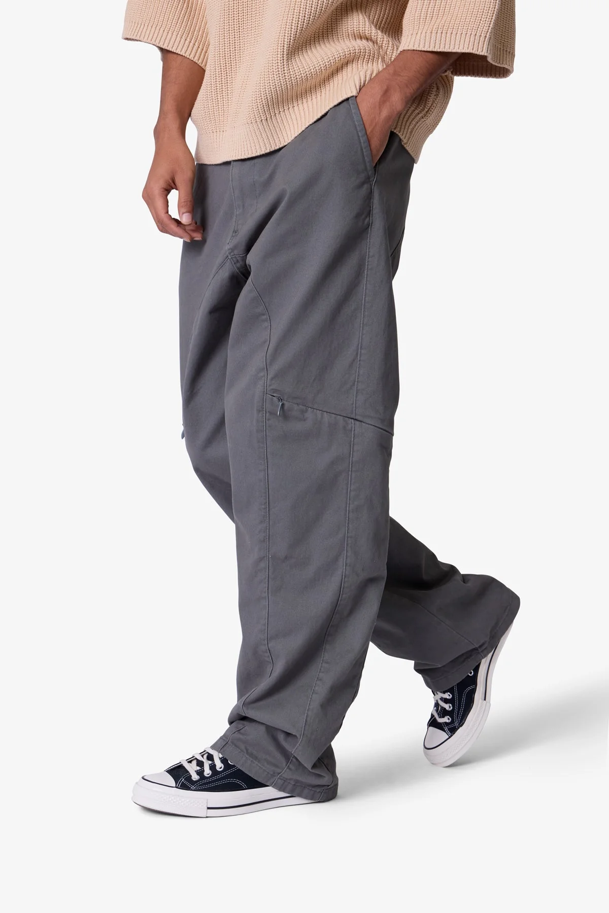 Secret Zipper Cargo Pants - Grey
