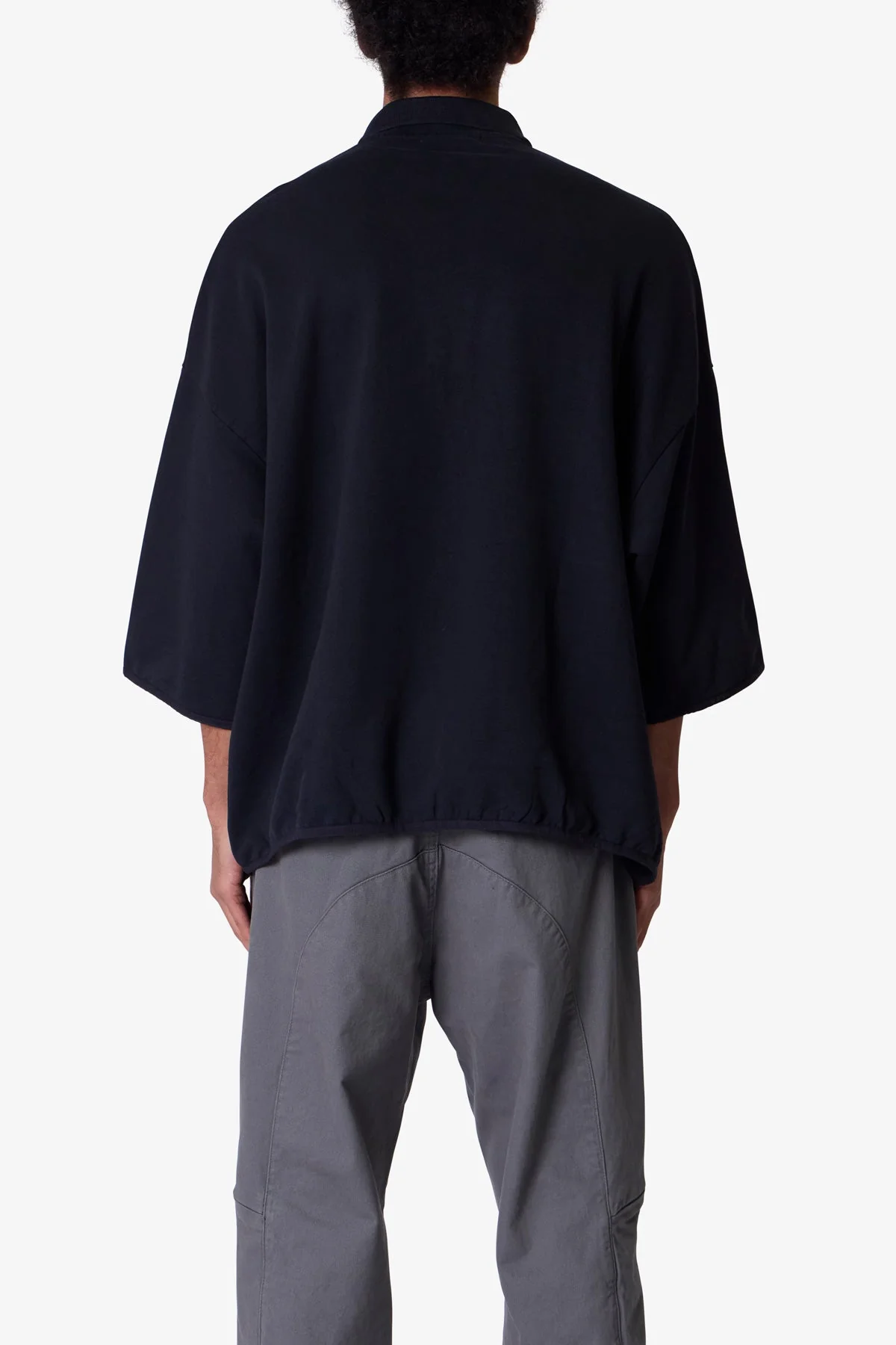 Oversized Knit Polo S/S Shirt - Black