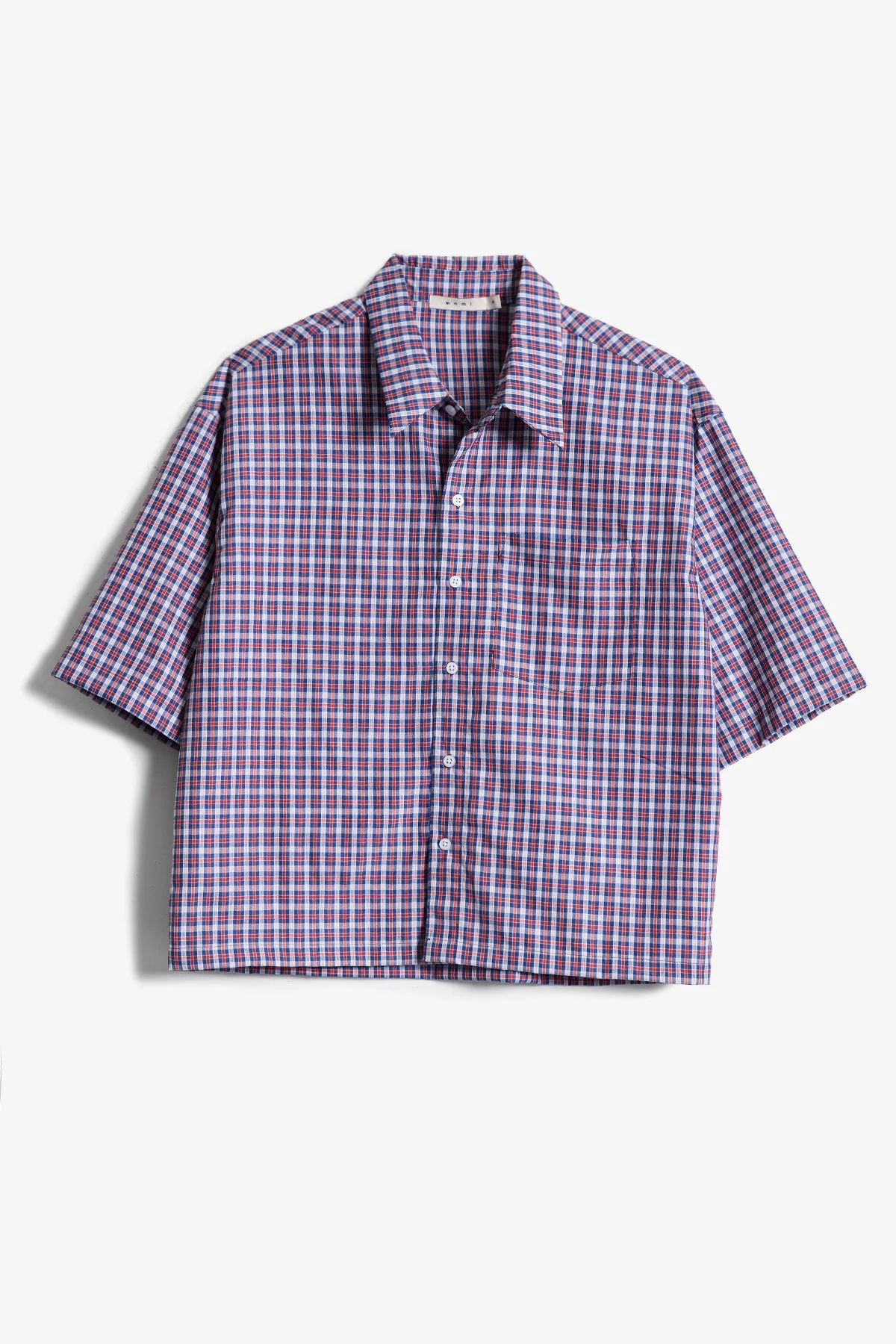 Crispy Poplin Over Shirt - Red/Blue