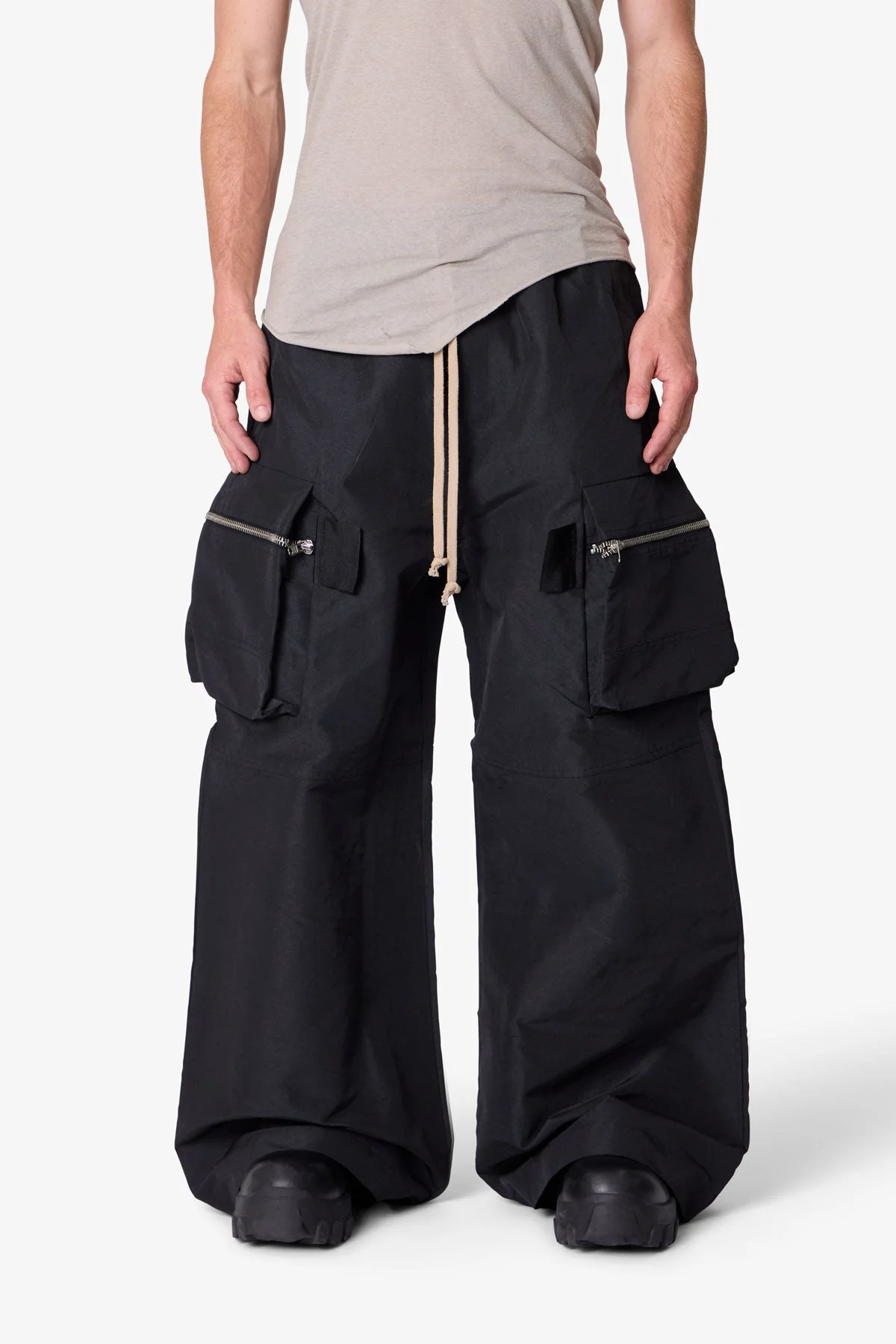 Zip Cargo Pocket Rave Pants - Black